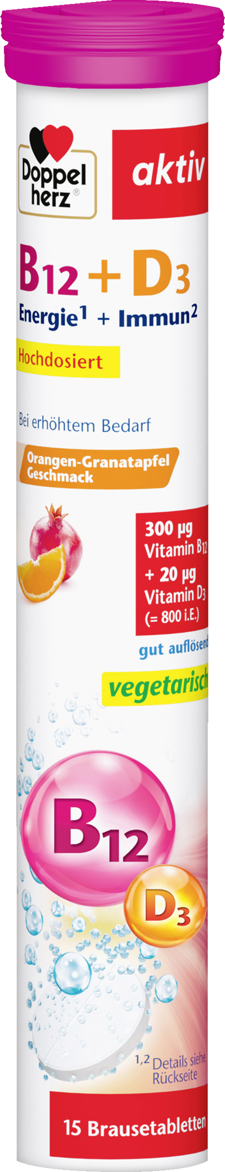 Doppelherz B12 + D3 Energie¹ + Immun² Brausetabletten