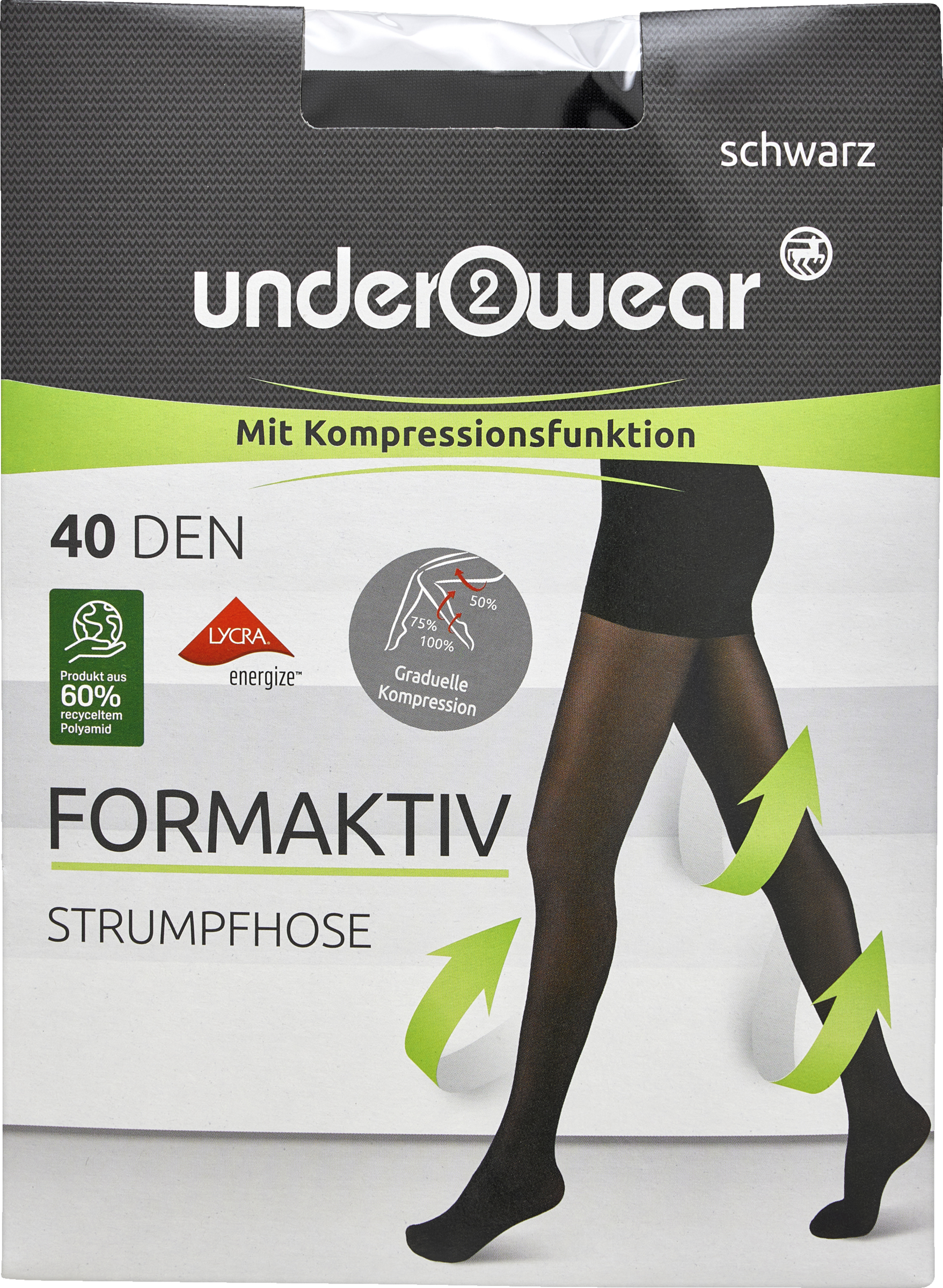 under2wear Stützstrumpfhose 40den schwarz Gr. M
