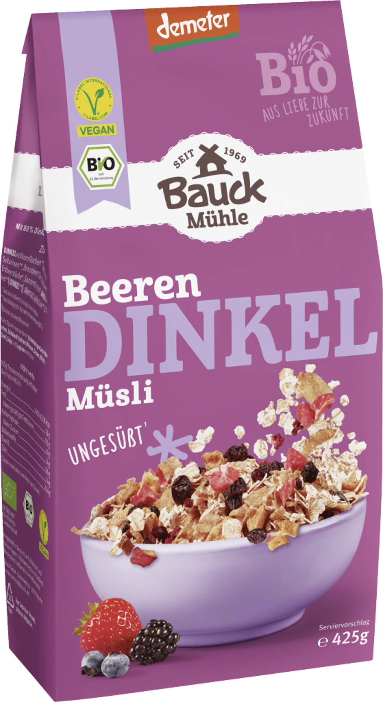 Bauck Mühle Bio Müsli Beeren Dinkel