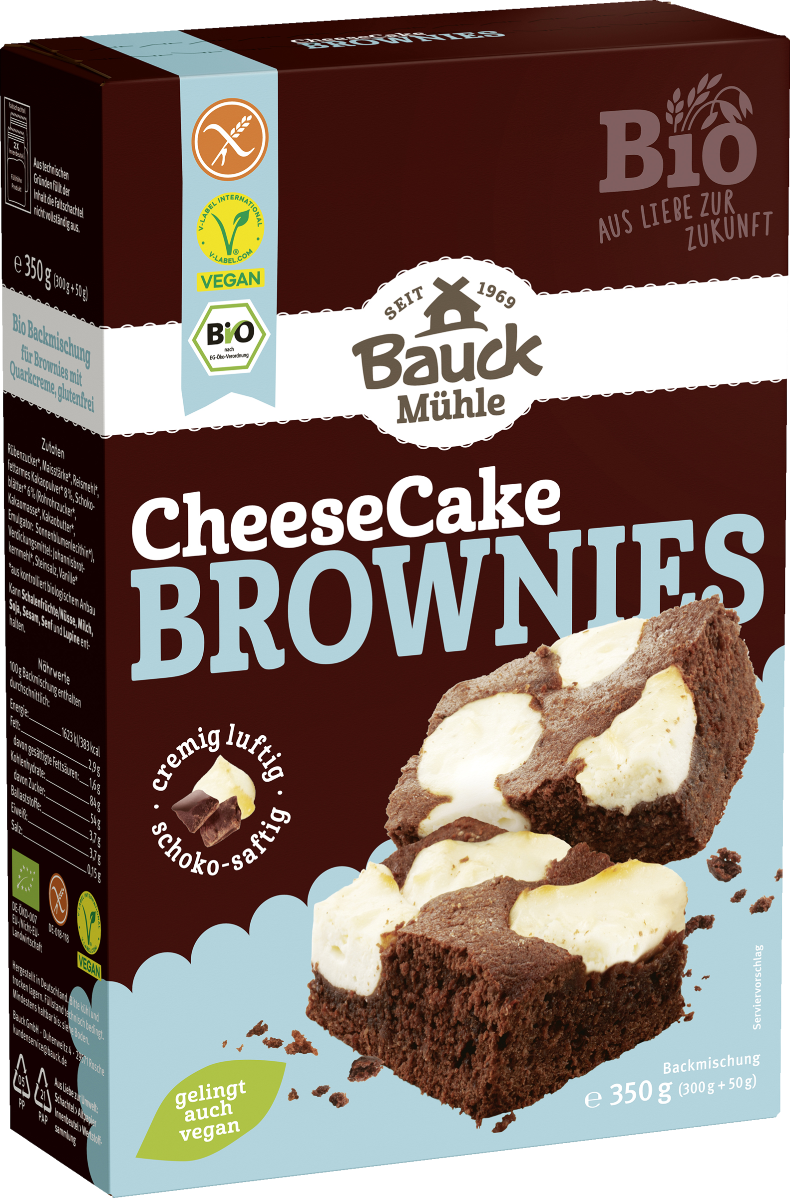 Bauck Mühle Bio Backmischung Cheesecake Brownies