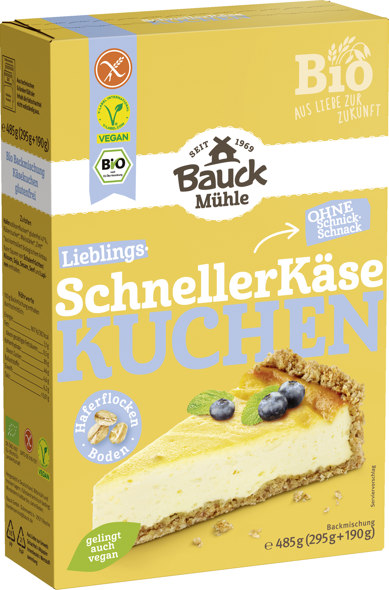 Bauck Mühle Bio Backmischung Schneller Käsekuchen