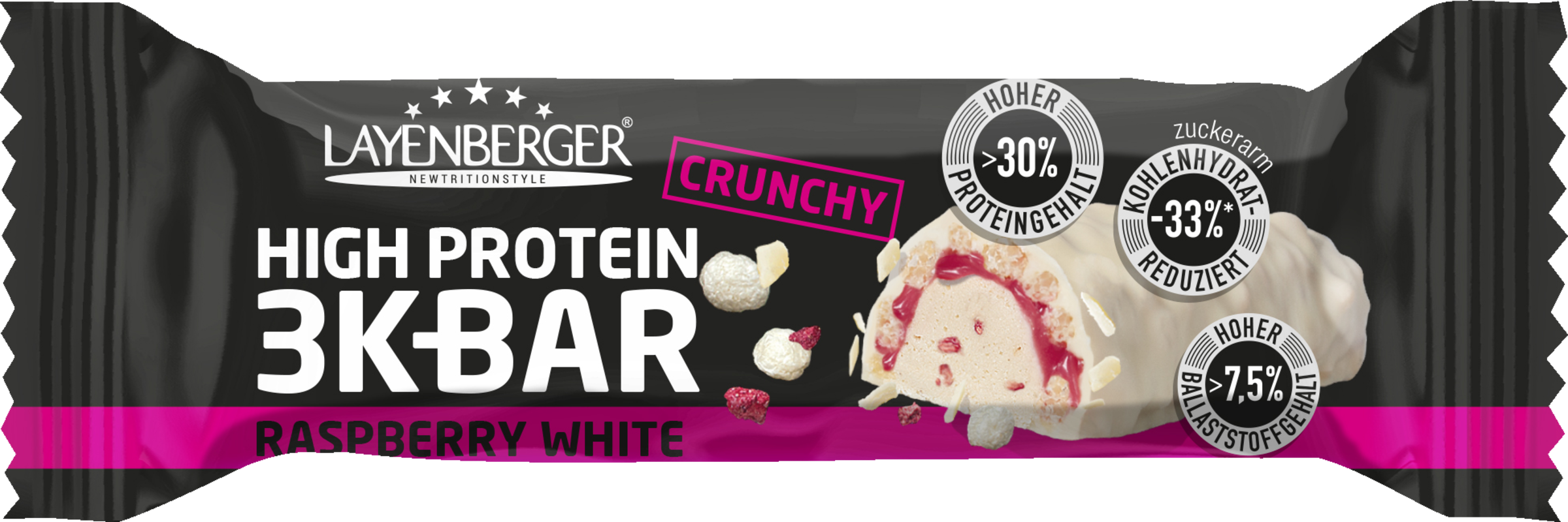 Layenberger Crunchy 3K Protein Bar Raspberry White Riegel