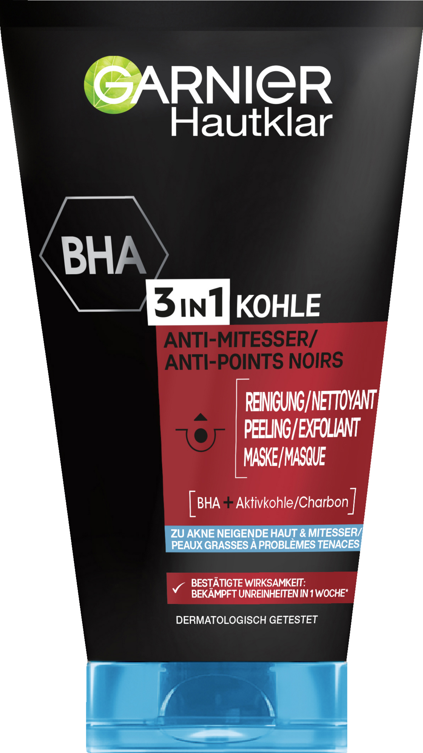 Garnier SkinActive Hautklar 3in1 Renigung, Peeling & Maske Anti-Mitesser mit Kohle
