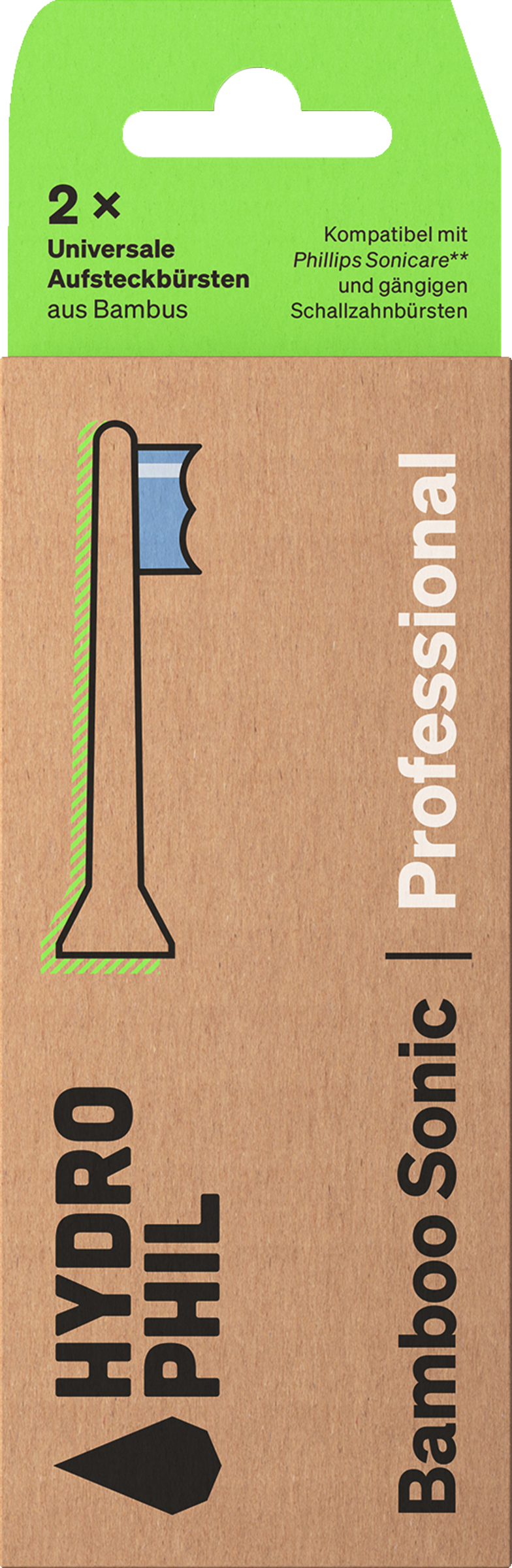HYDROPHIL Bamboo Sonic Professional Universal-Aufsteckbürsten Mittel
