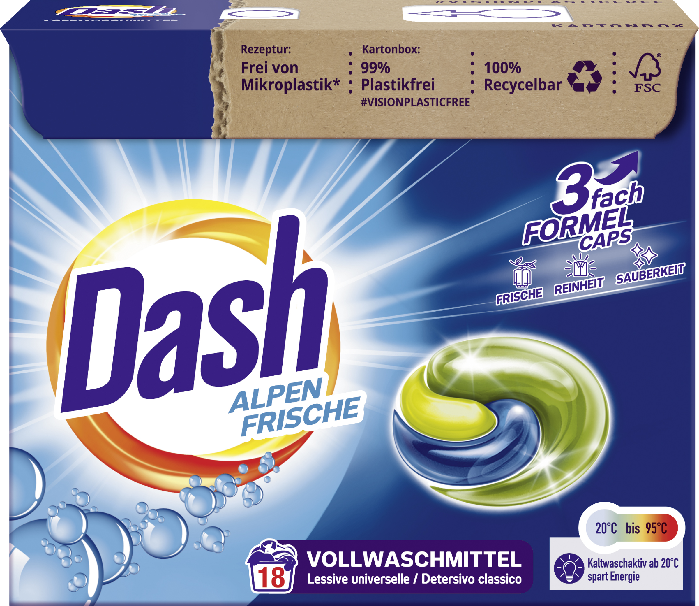 Dash Vollwaschmittel Caps Alpen Frische 18 WL