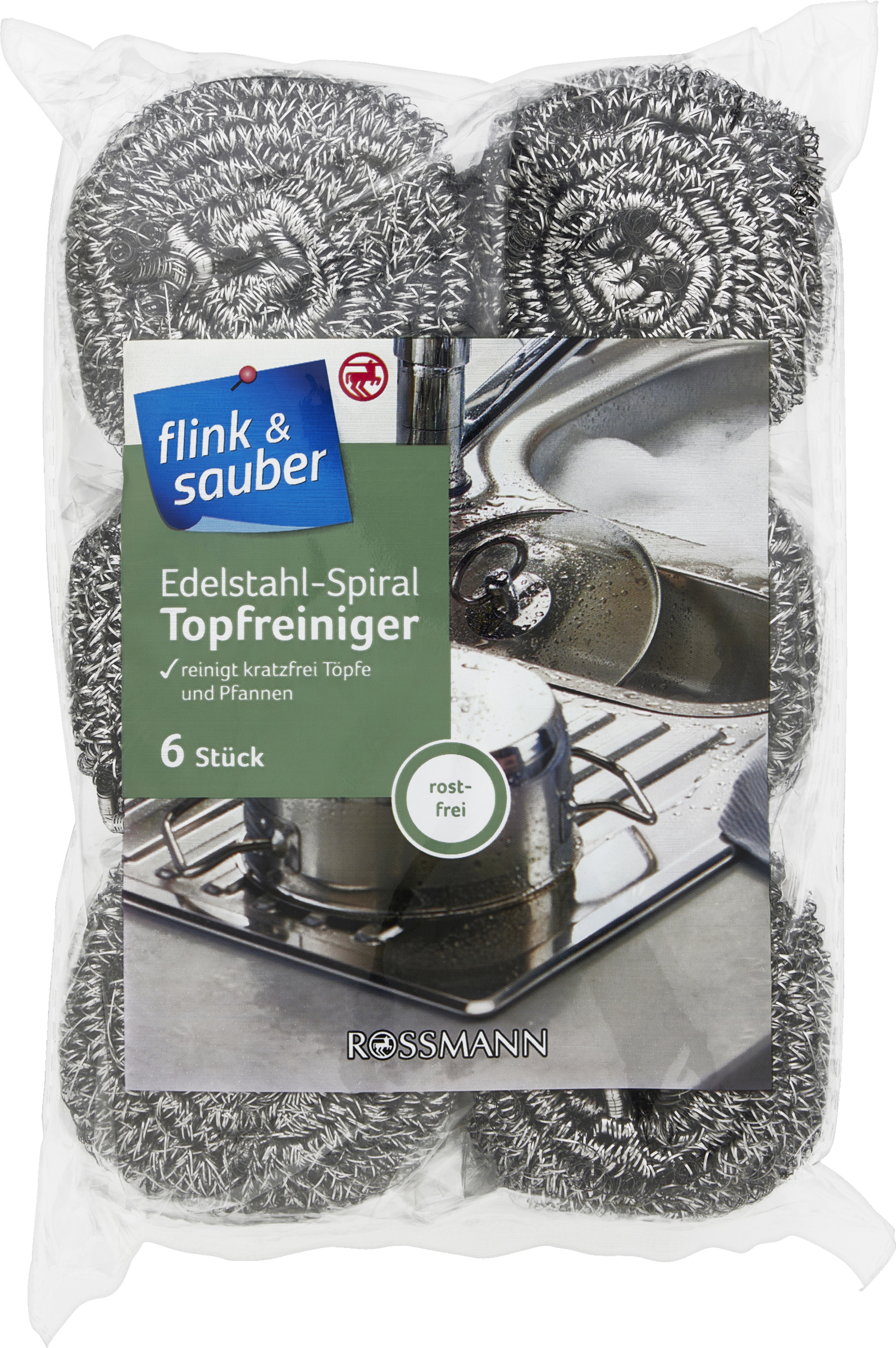 flink & sauber Edelstahl-Spiral Topfreiniger