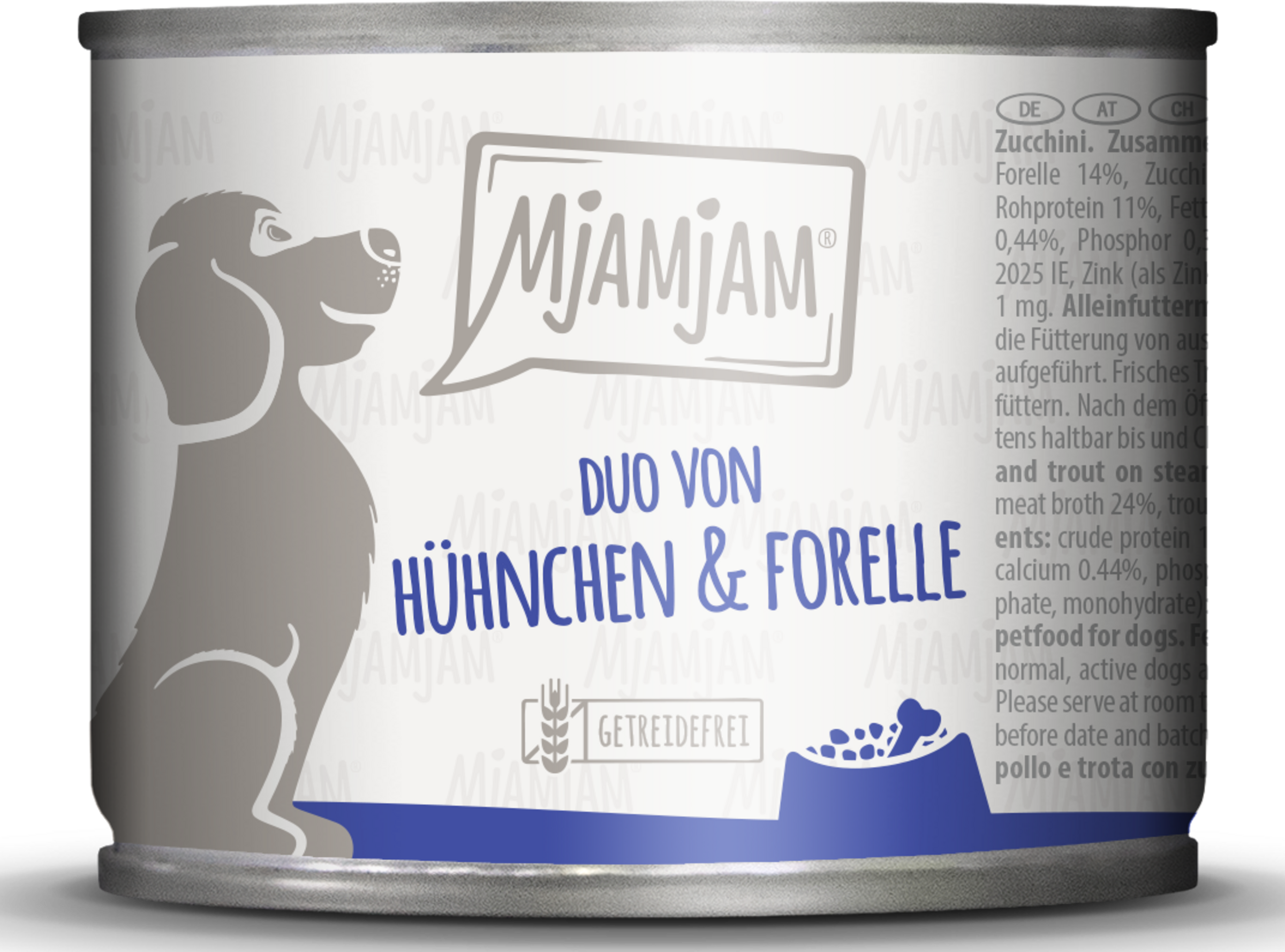 MjAMjAM Duo von saftigem Hühnchen & Forelle an gedämpfter Zucchini 200g