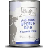 Duo von saftigem Hühnchen & Forelle an gedämpfter Zucchini 400g
