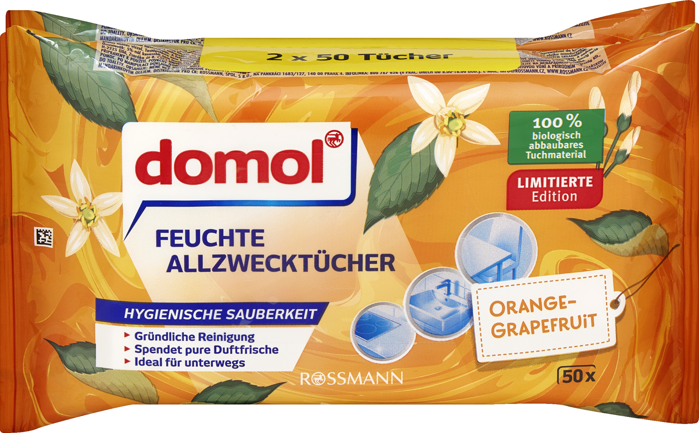 domol Feuchte Allzwecktücher Orange-Grapefruit Spar-Pack