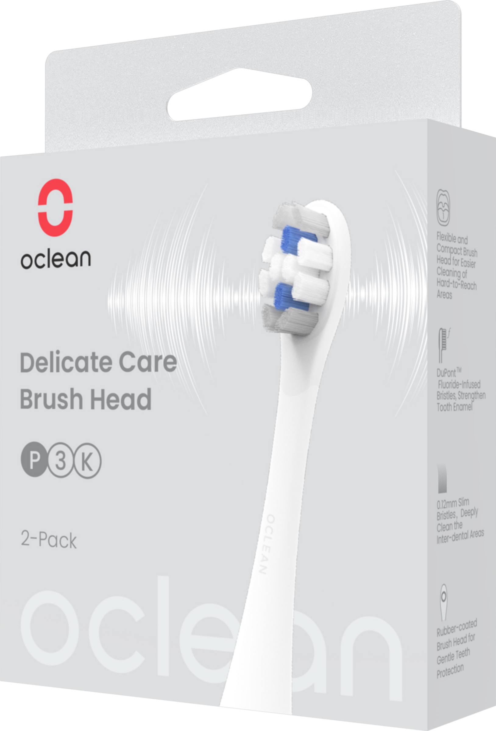 رؤوس فرشاة Delicate Care P3K، عبوة من قطعتين، أبيض