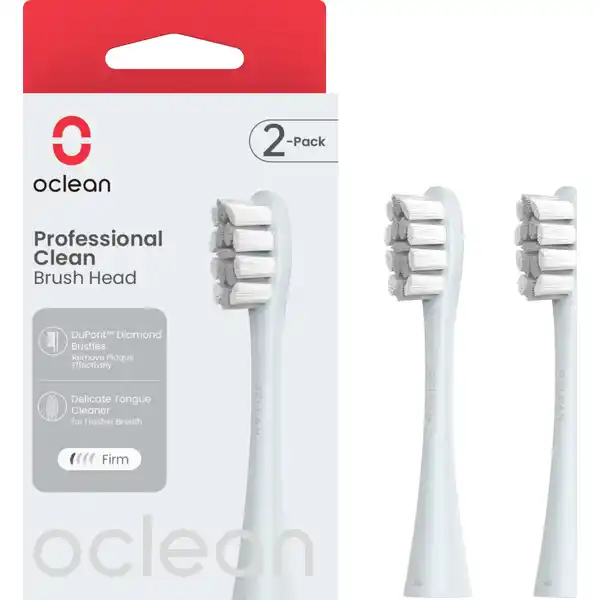 رؤوس فرشاة بروفيشنال كلين، طقم من قطعتين، فضي