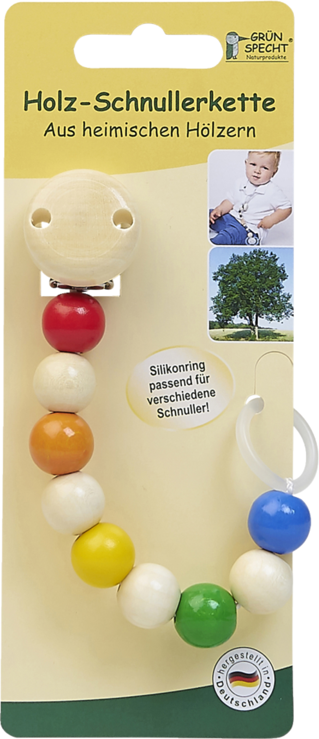 GRÜNSPECHT Holz-Schnullerkette