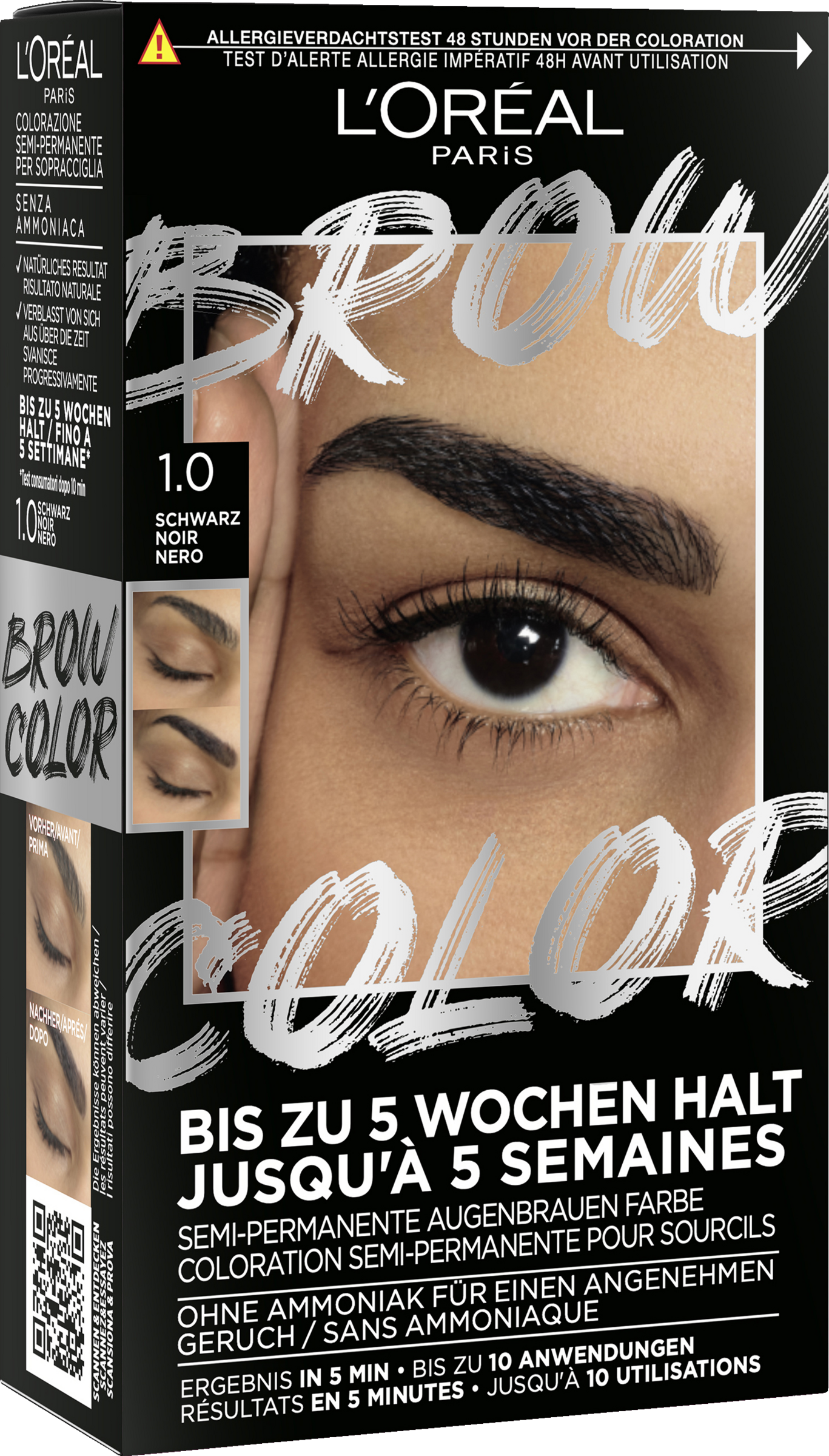 L’Oréal Paris Brow Color Semi-Permanente Augenbrauenfarbe 1.0 Schwarz