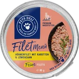 Nassfutter Filet-Menü mit Hühnerfilet, Karotten & Löwenzahn für Katzen