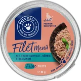 Nassfutter Filet-Menü mit Thunfisch, Putenfilet, Kürbis & Basilikum