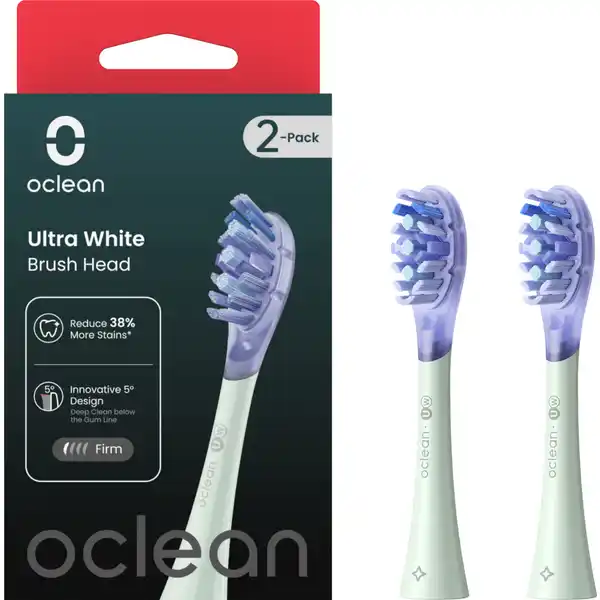 رؤوس فرشاة Ultra white، طقم من قطعتين، أخضر