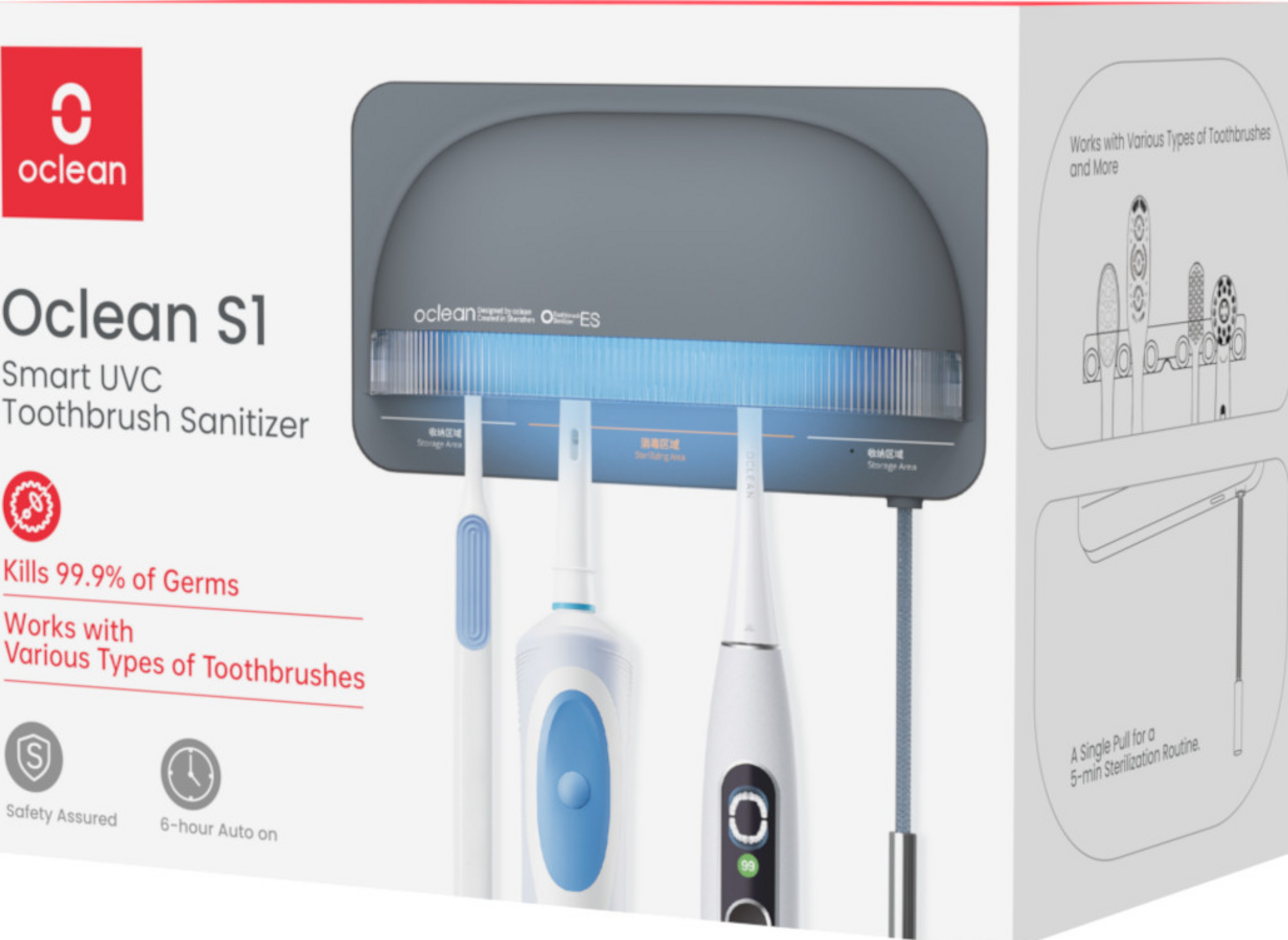 Oclean S1 UVC-Zahnbürsten-Reiniger, Grau