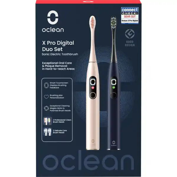 مجموعة فرش أسنان X Pro Digital Duo، ذهبي + أزرق