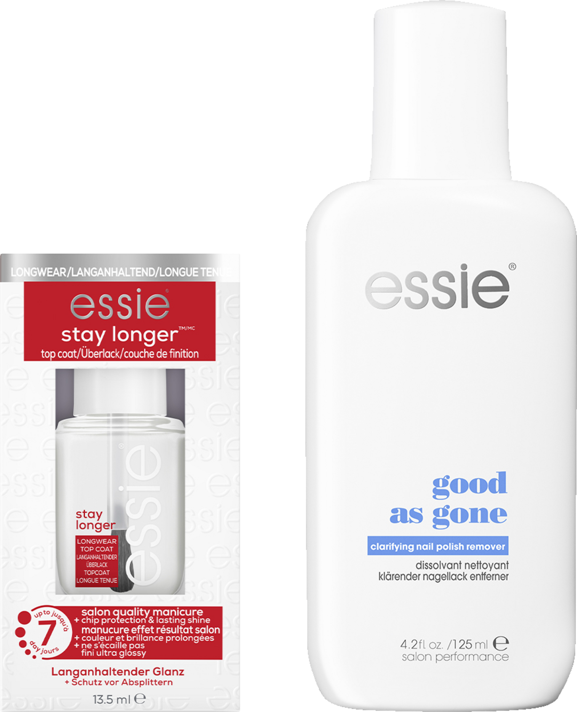 essie Nagellack Set stay longer top coat, good as gone Nagellackentferner