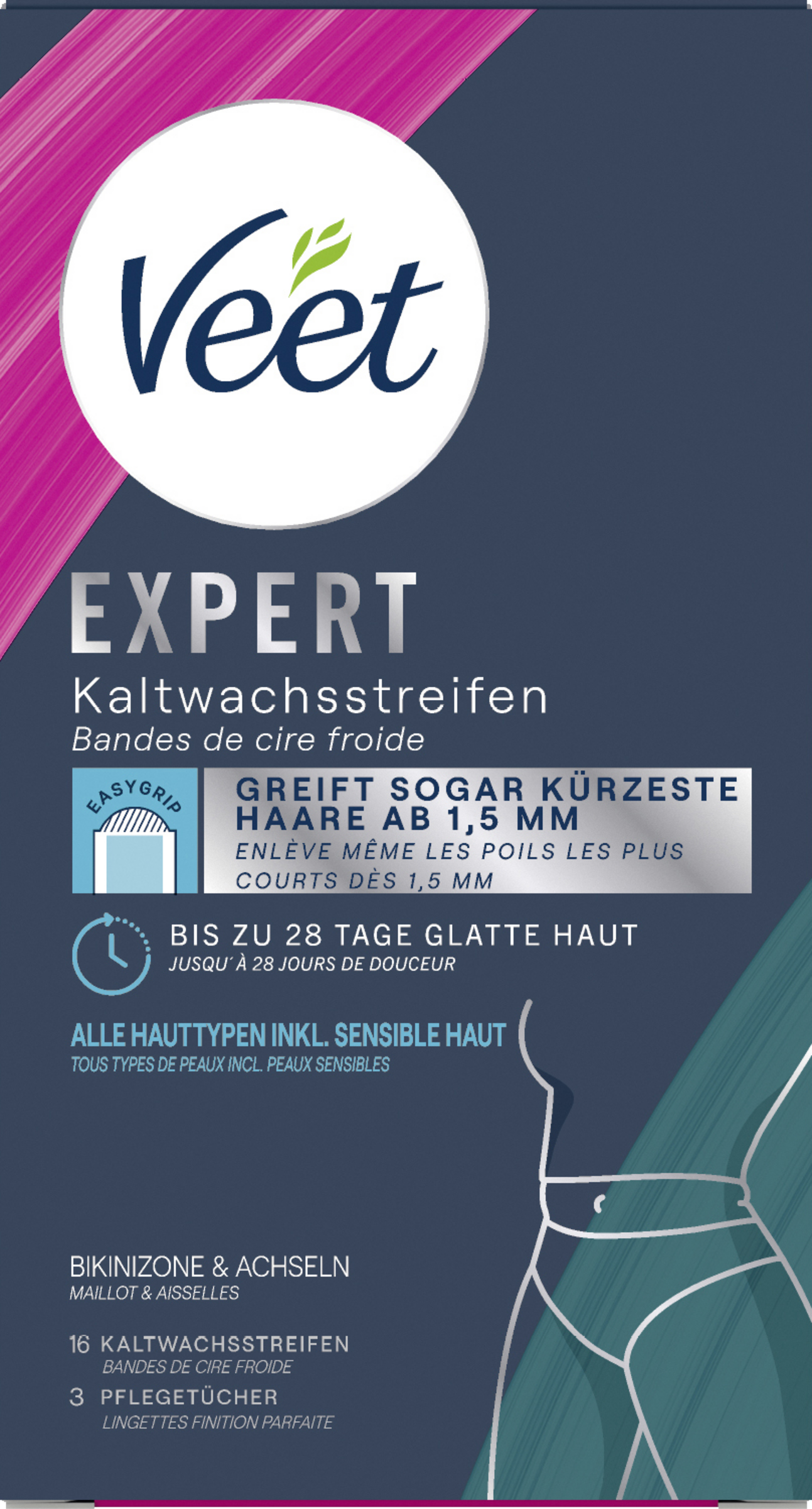 Veet EXPERT Kaltwachsstreifen Bikini & Achseln, alle Hauttypen