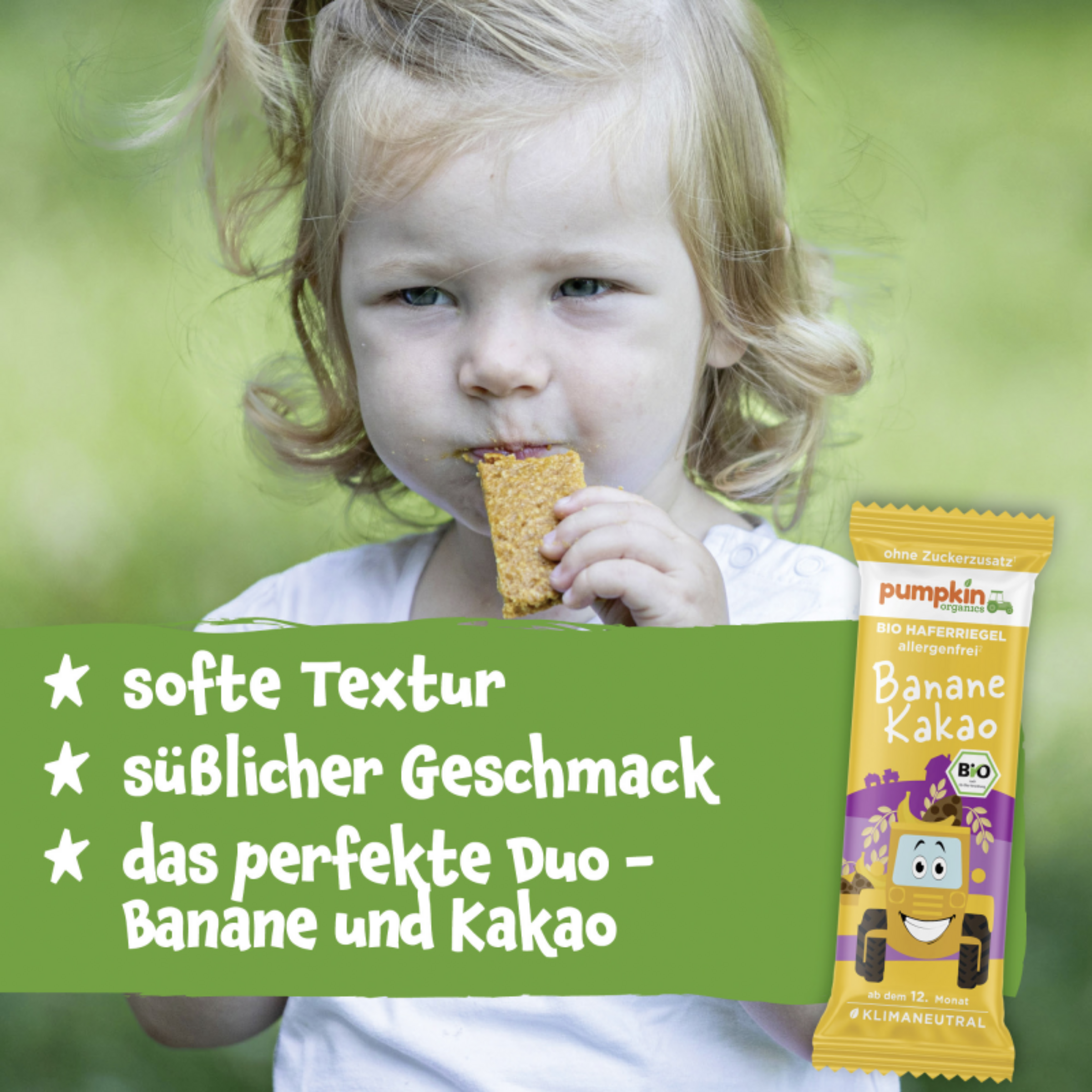 Pumpkin Organics Bio Haferriegel mit Banane &amp; Kakao online kaufen ...