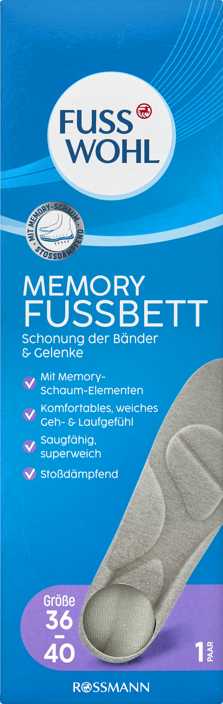 FUSSWOHL Memory Fussbett Größe 36-40