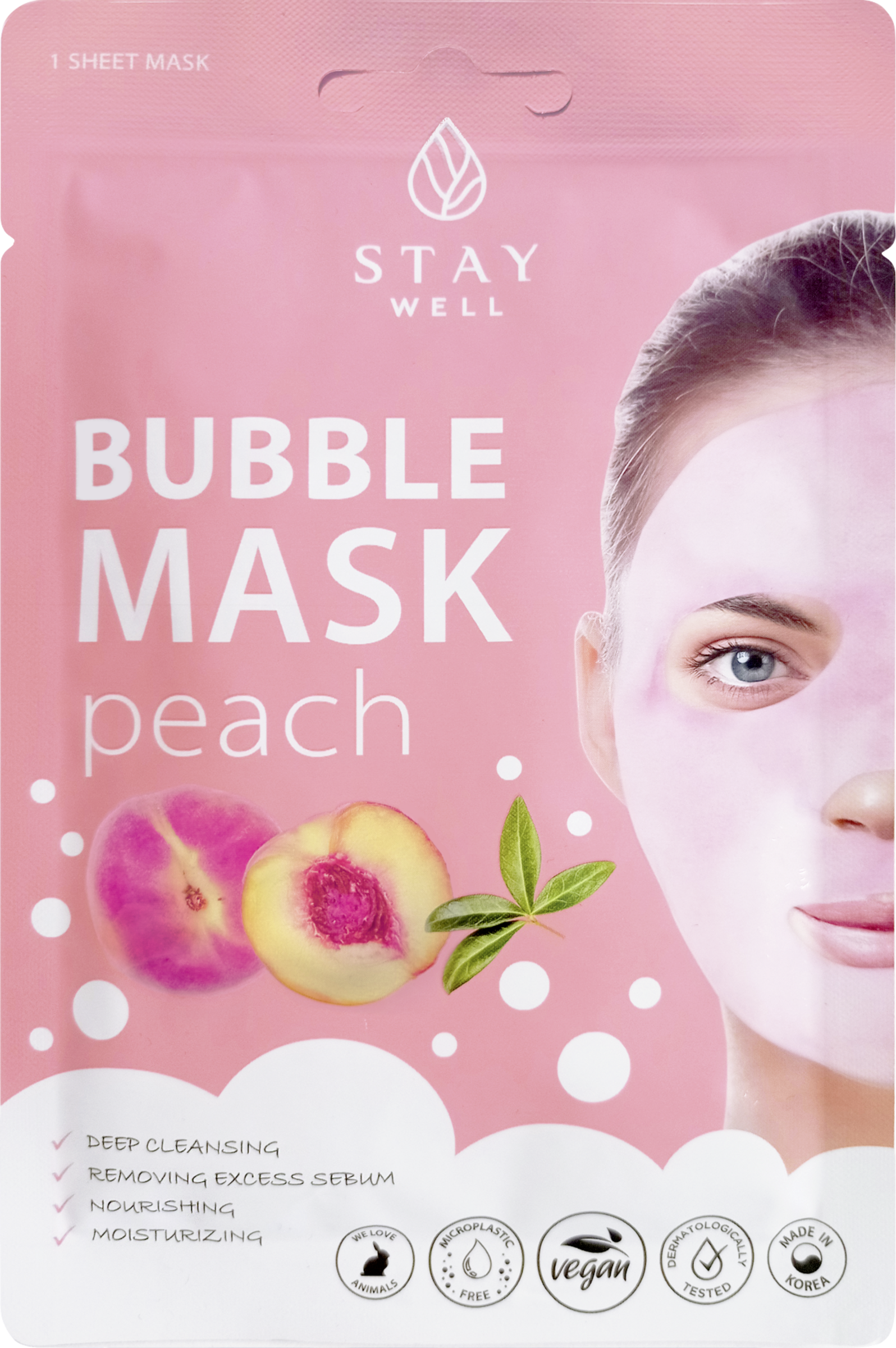 STAY WELL Deep Cleansing Bubble Mask - Peach