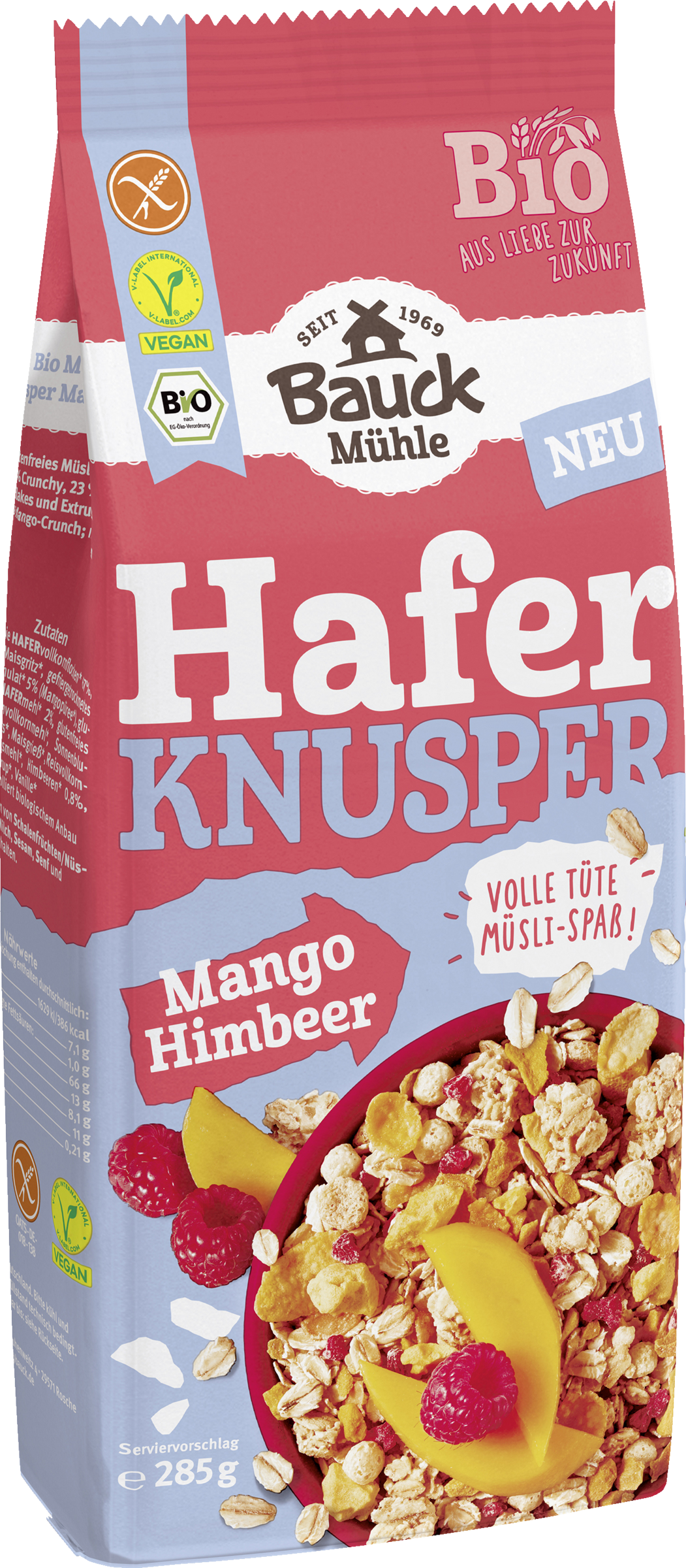 Bauck Mühle Bio Müsli Hafer Knusper Mango & Himbeere
