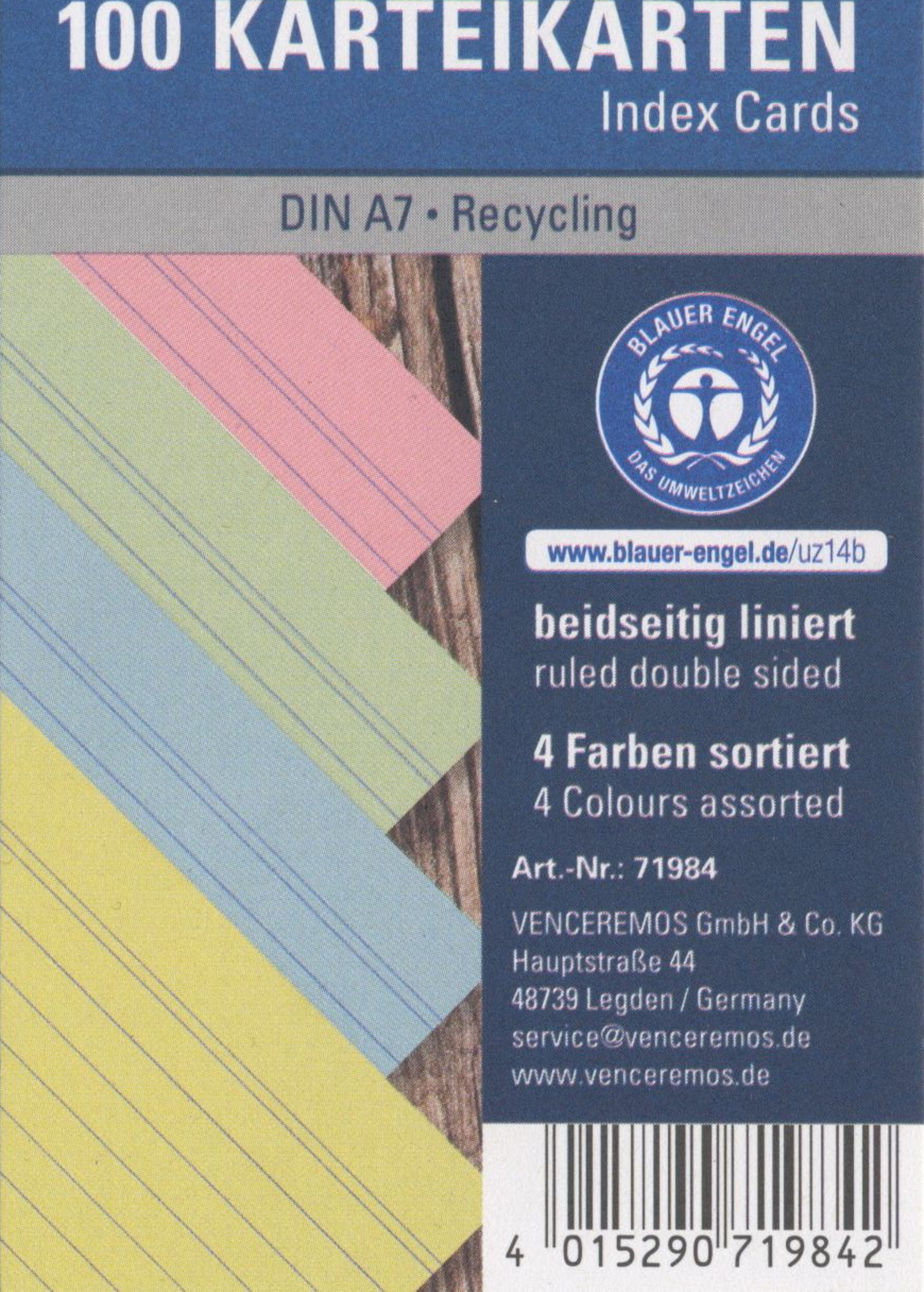 Venceremos Karteikarte DIN A7, bunt