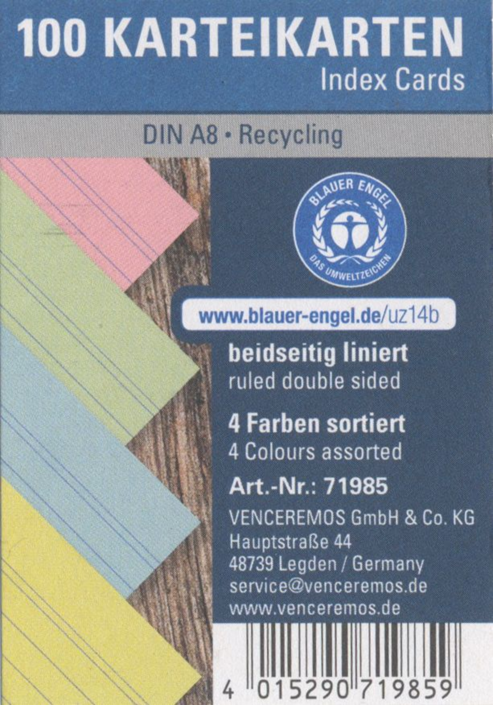 Venceremos Karteikarte DIN A8, bunt