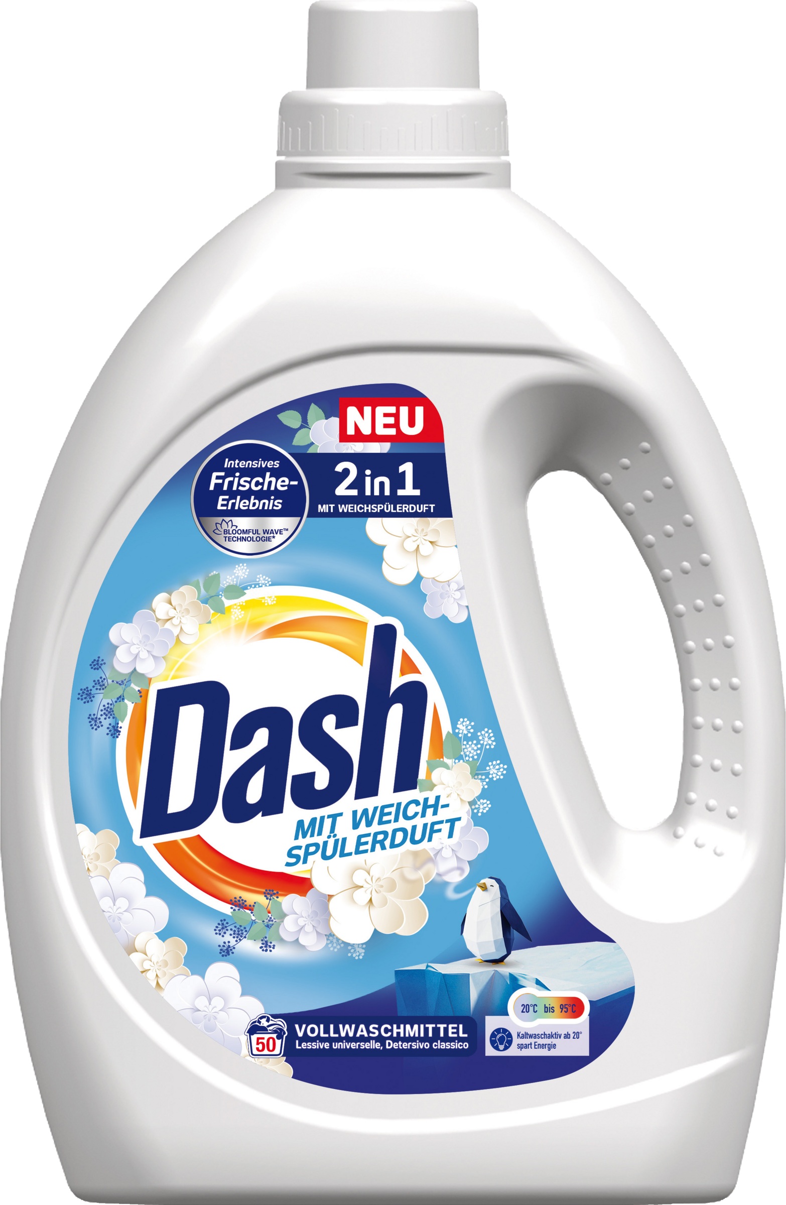 Dash 2in1 Vollwaschmittel Flüssig Weichspülerduft 50 WL