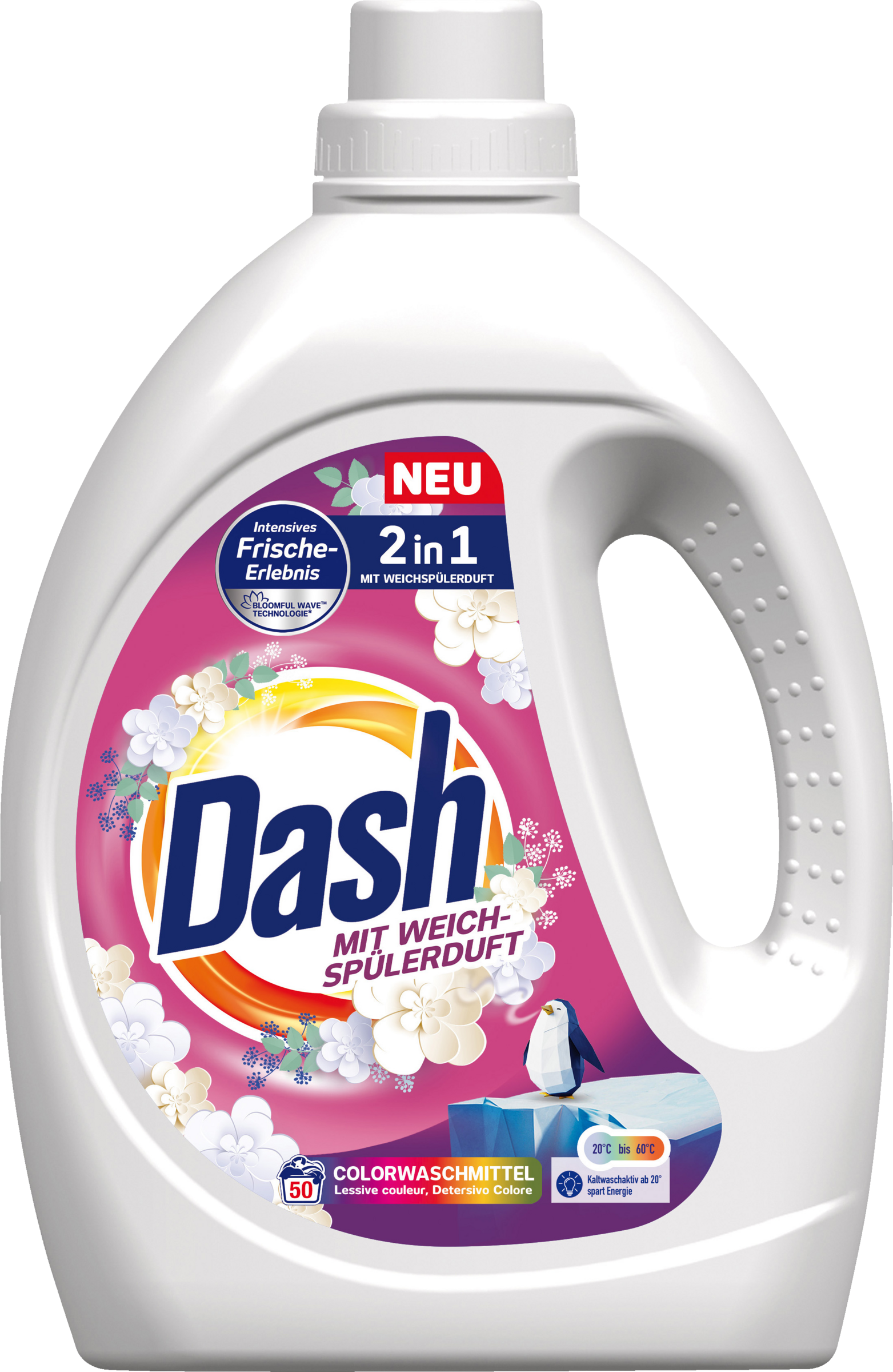 Dash 2in1 Colorwaschmittel Flüssig Weichspülerduft 50 WL