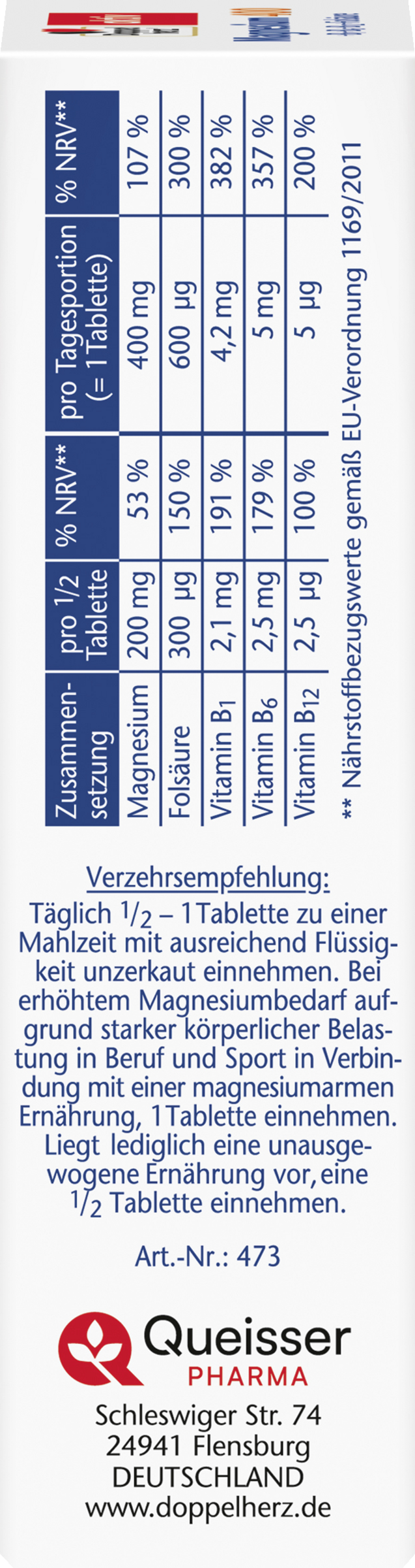 Doppelherz Großpackung Doppelherz aktiv Magnesium 400 +B1 +B6 +B12