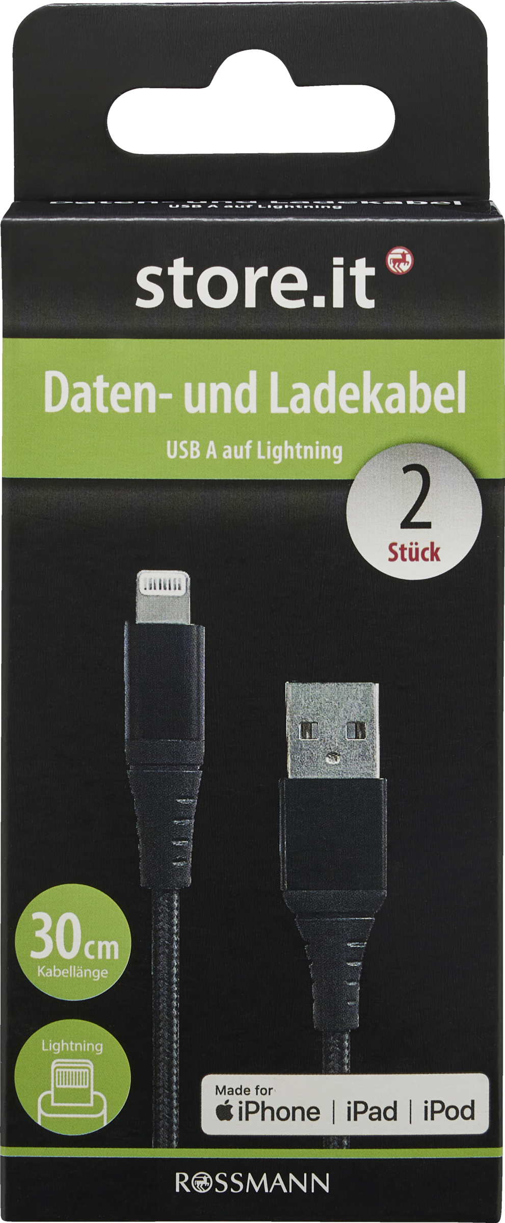 store.it Daten- und Ladekabel USB A - Lightning 2 Stück