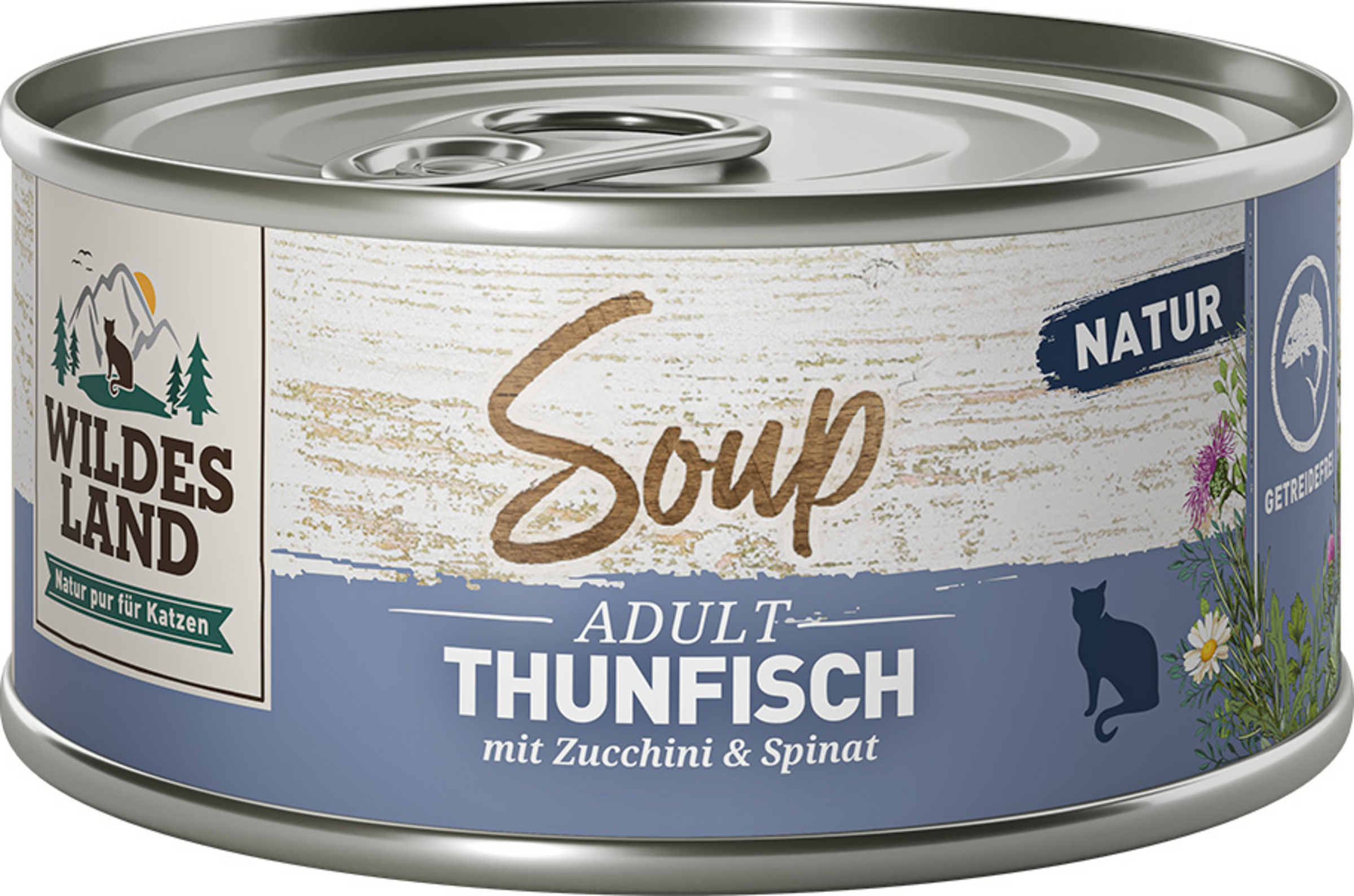 Wildes Land Katzennassfutter Soup Thunfisch mit Zucchini & Spinat