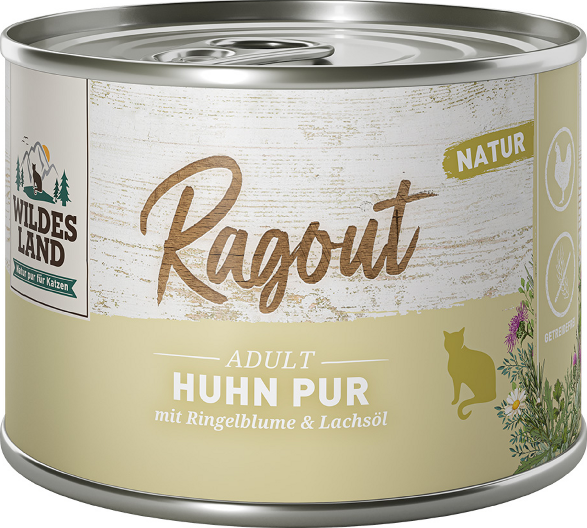 Wildes Land Katzennassfutter Ragout Huhn Pur mit Ringelblume