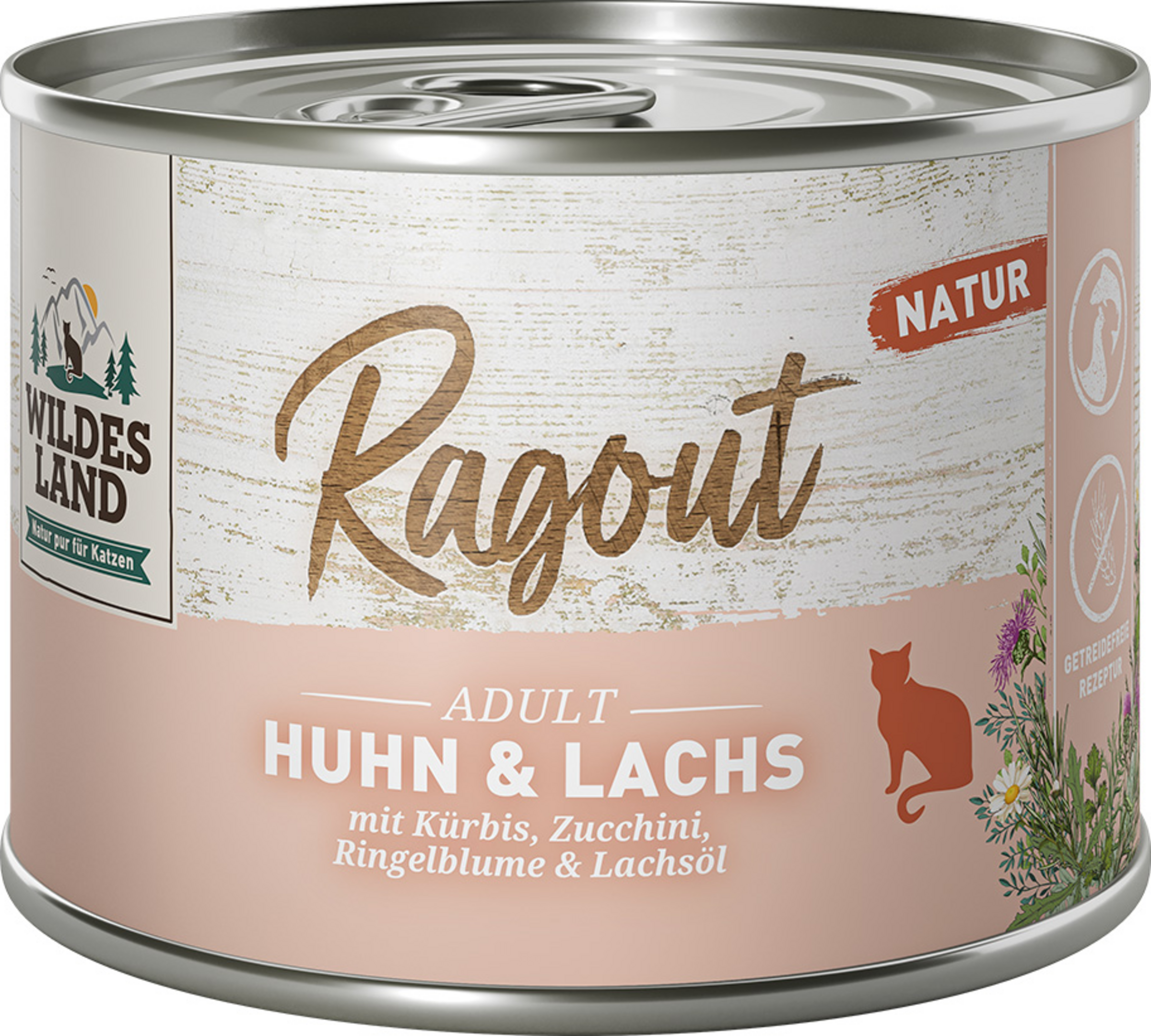 Wildes Land Katzennassfutter Ragout Huhn Lachs mit Karotten