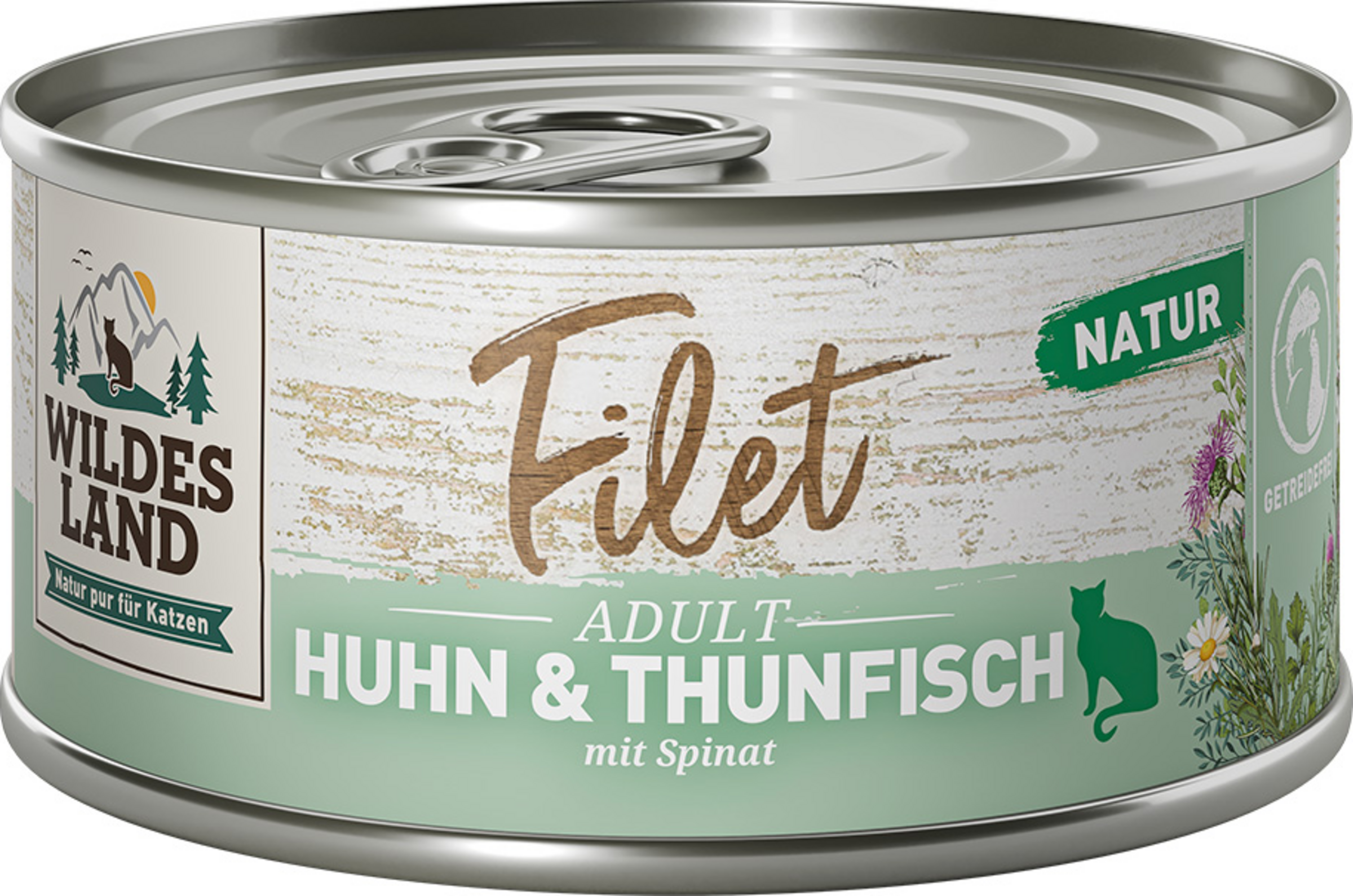 Wildes Land Nassfutter - Filet Huhn & Thunfisch mit Spinat Pur