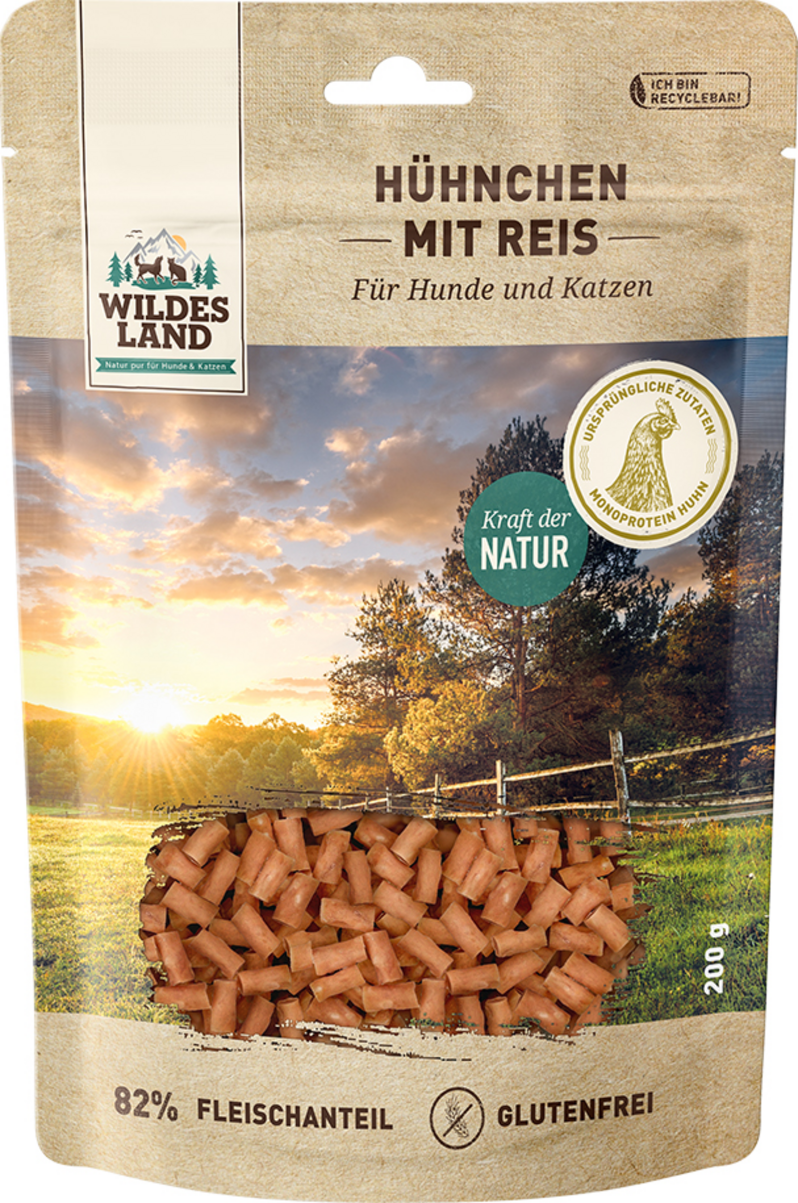 Wildes Land Hunde- und Katzensnack Hühnchen mit Reis