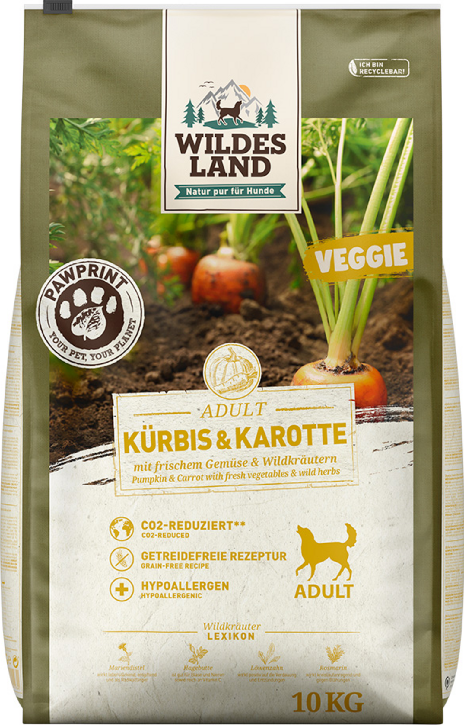 Wildes Land Hundefutter Veggie Kürbis & Karotte