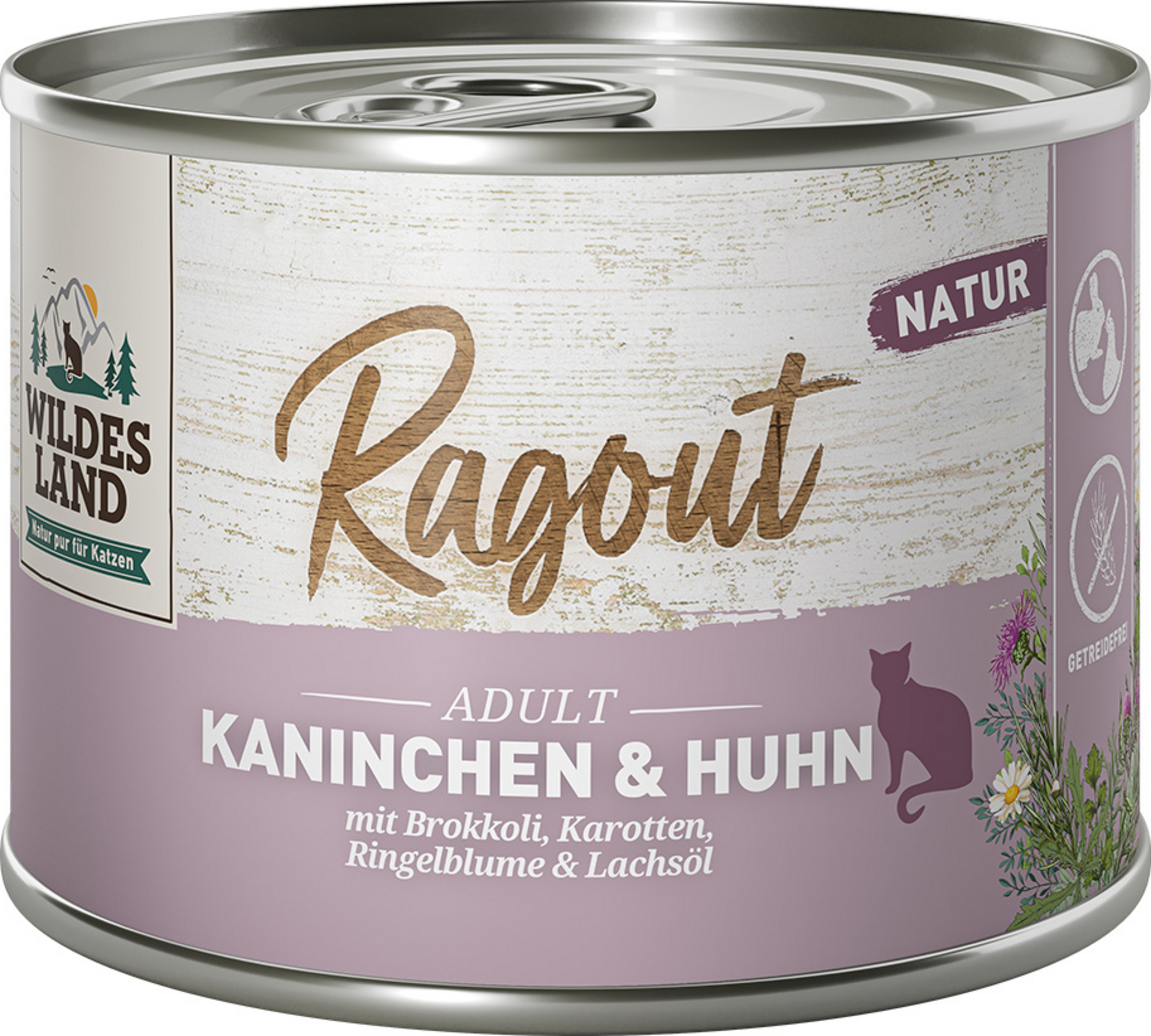 Wildes Land Katzennassfutter Ragout Kaninchen Huhn mit Brokkoli