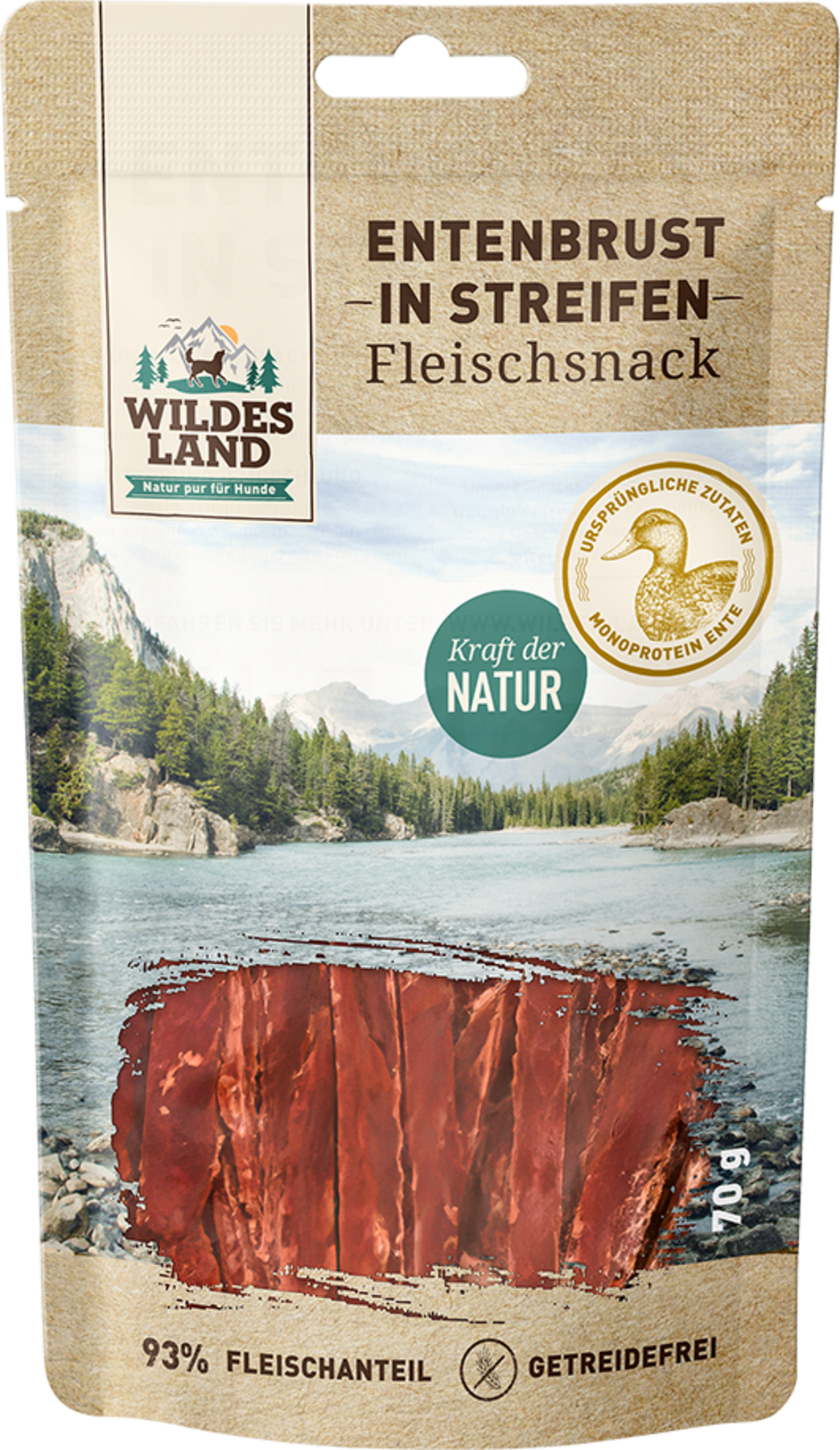 Wildes Land Hundesnack Entenbrust in Streifen
