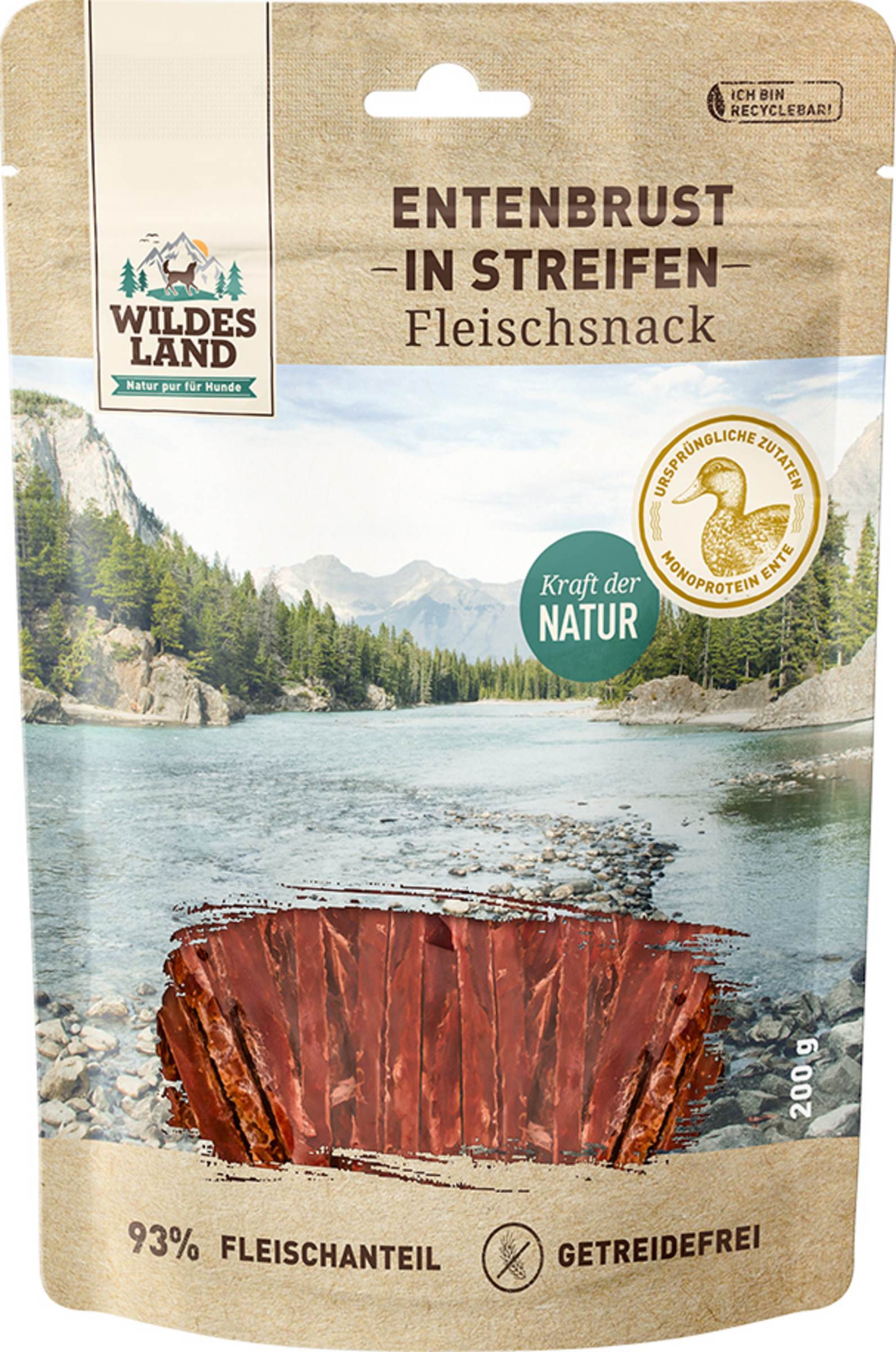 Wildes Land Hundesnack Entenbrust in Streifen