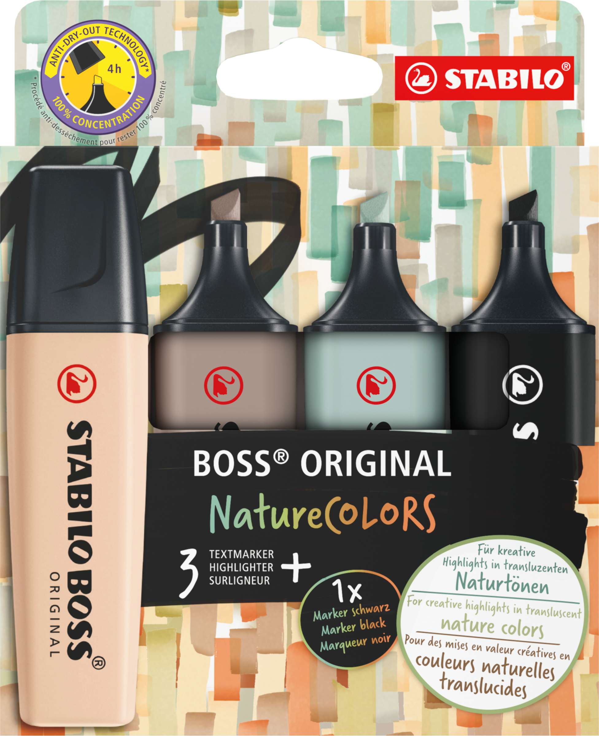 STABILO 4er Etui ORIGINAL NatureCOLORS Textmarker