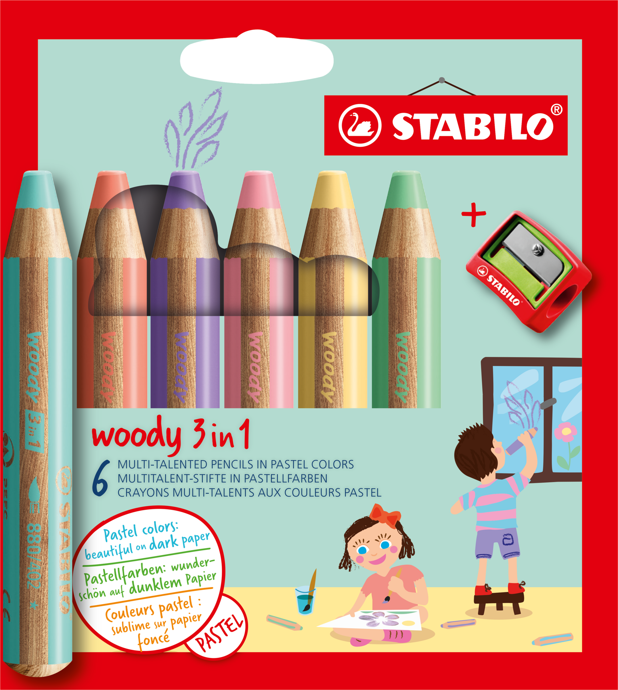 6 Multitalent-Stifte Woody 3in1