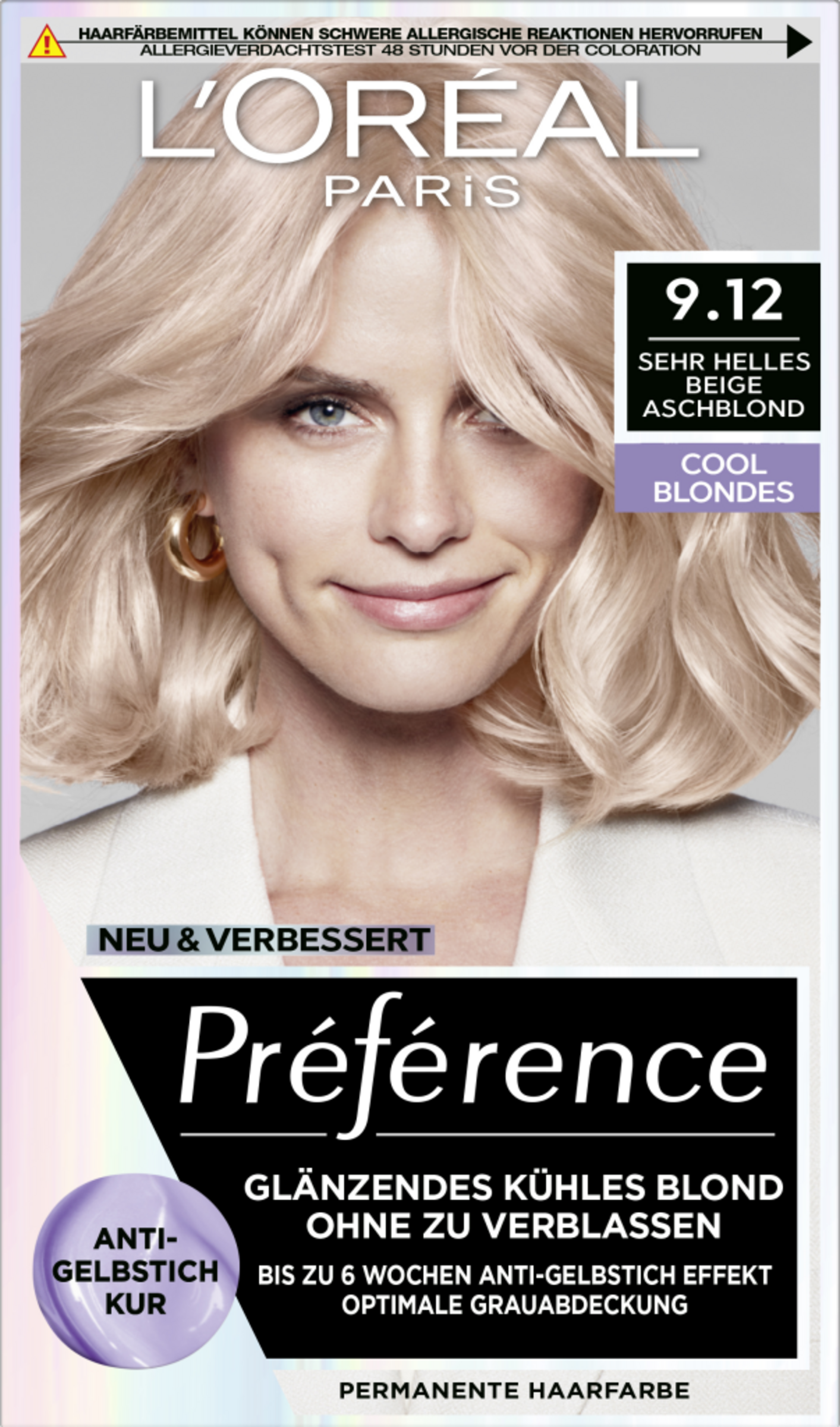 L’Oréal Paris Préférence Cool Blondes 9.12 Sehr helles Beige Aschblond