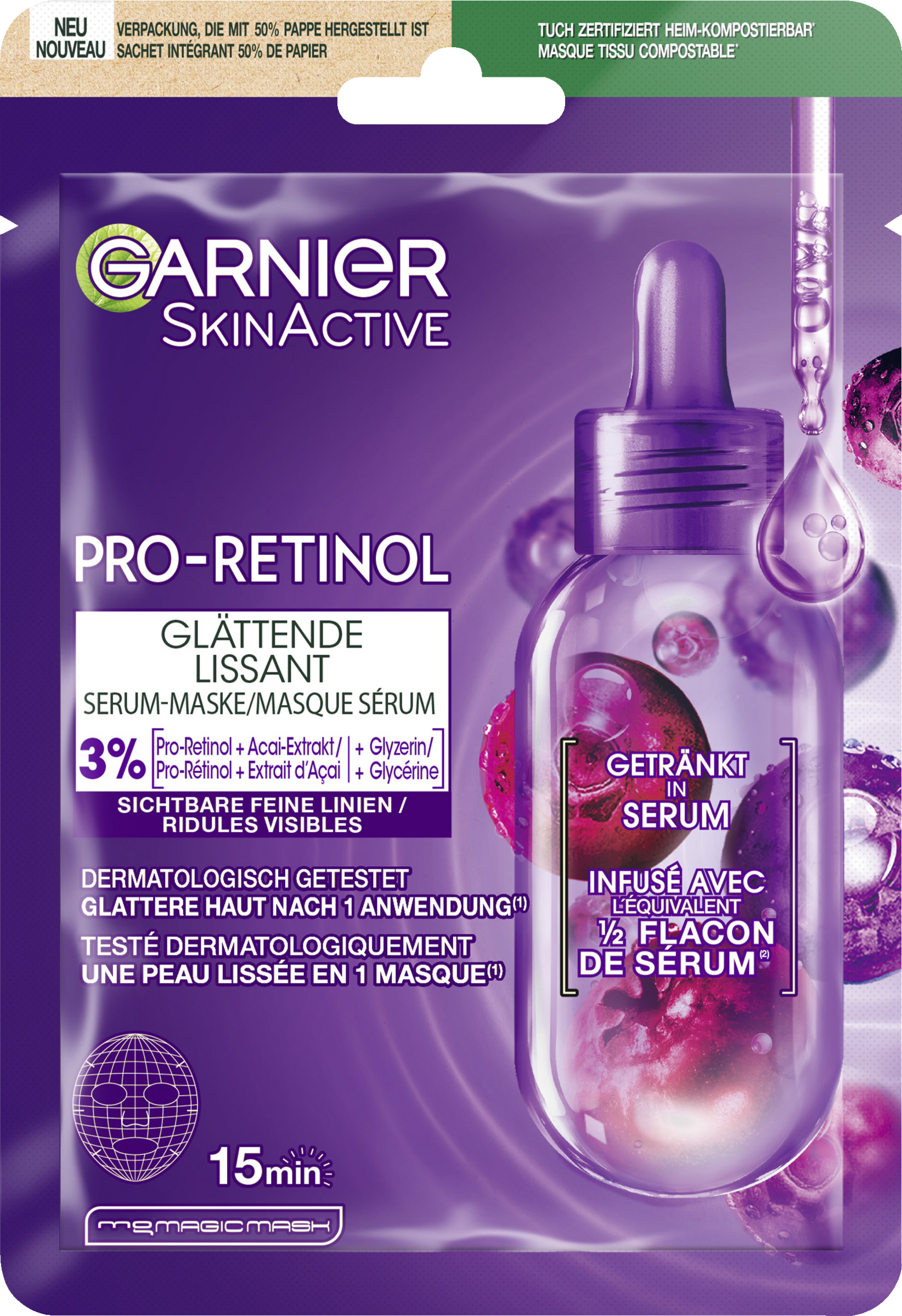 Garnier SkinActive Pro-Retinol Glättende Serum-Maske