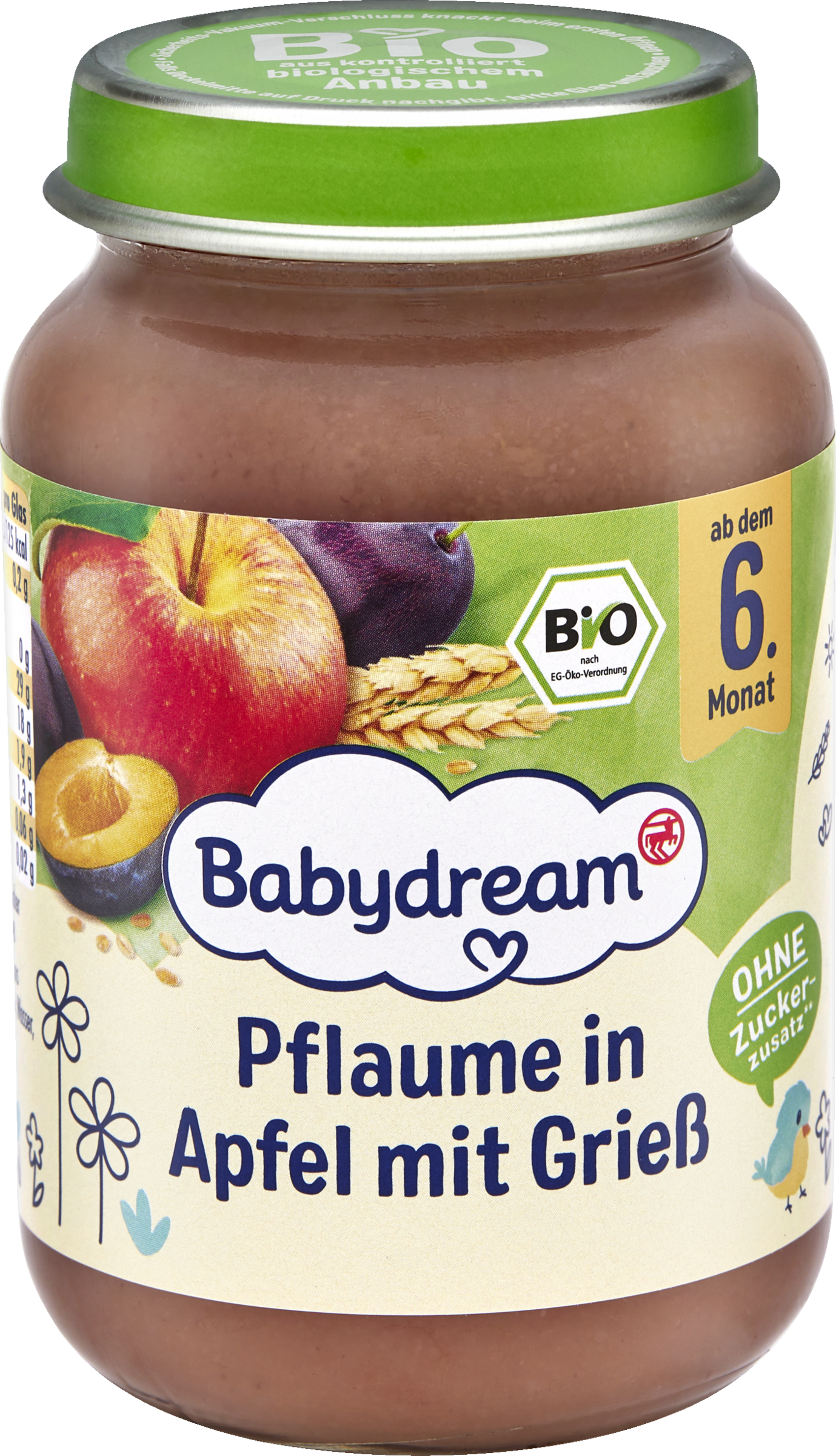 Babydream Bio Pflaume in Apfel mit Grieß
