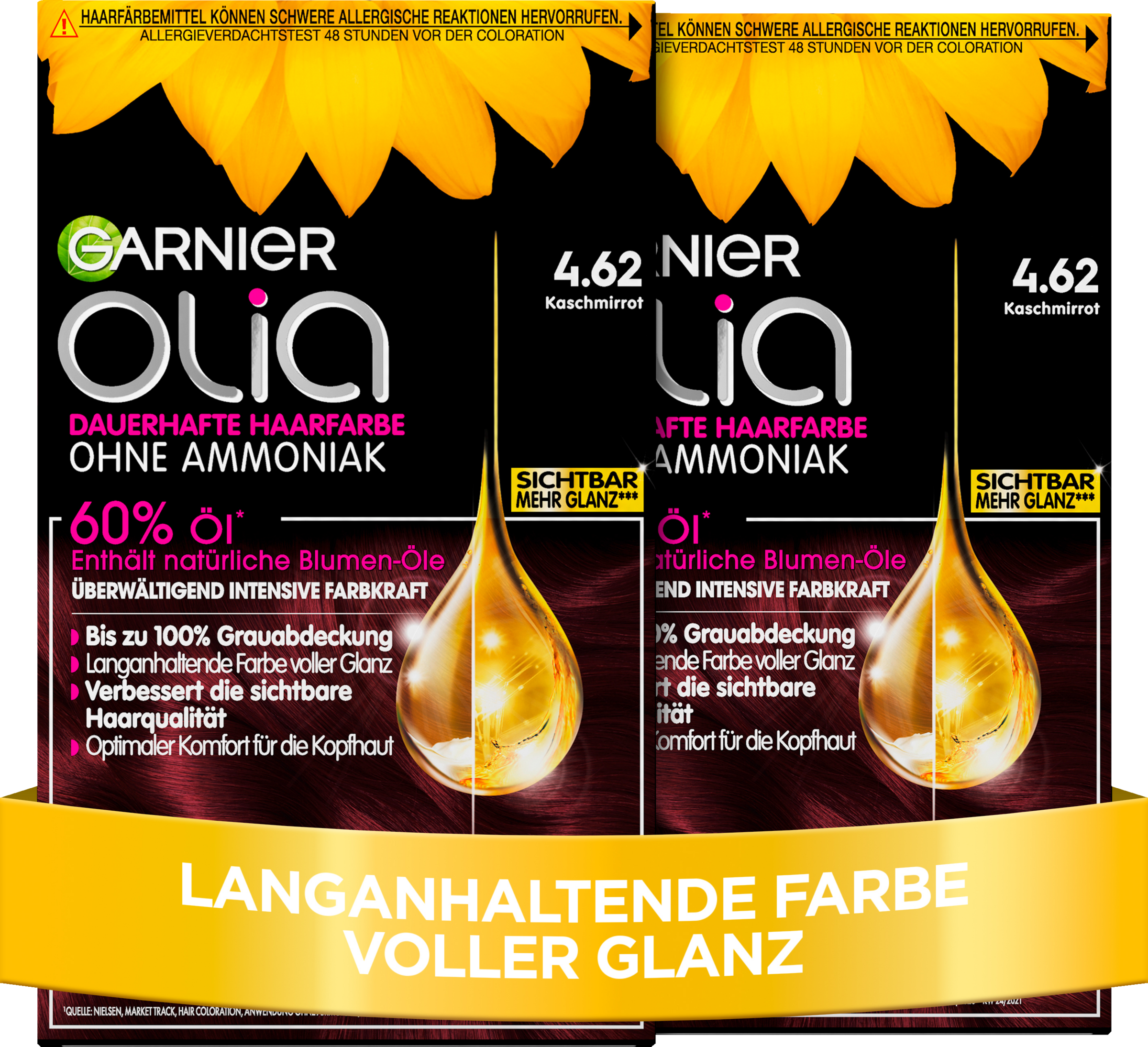 Garnier Olia Dauerhafte Haarfarbe Coloration 4.62 Kaschmirrot Vorteilsset
