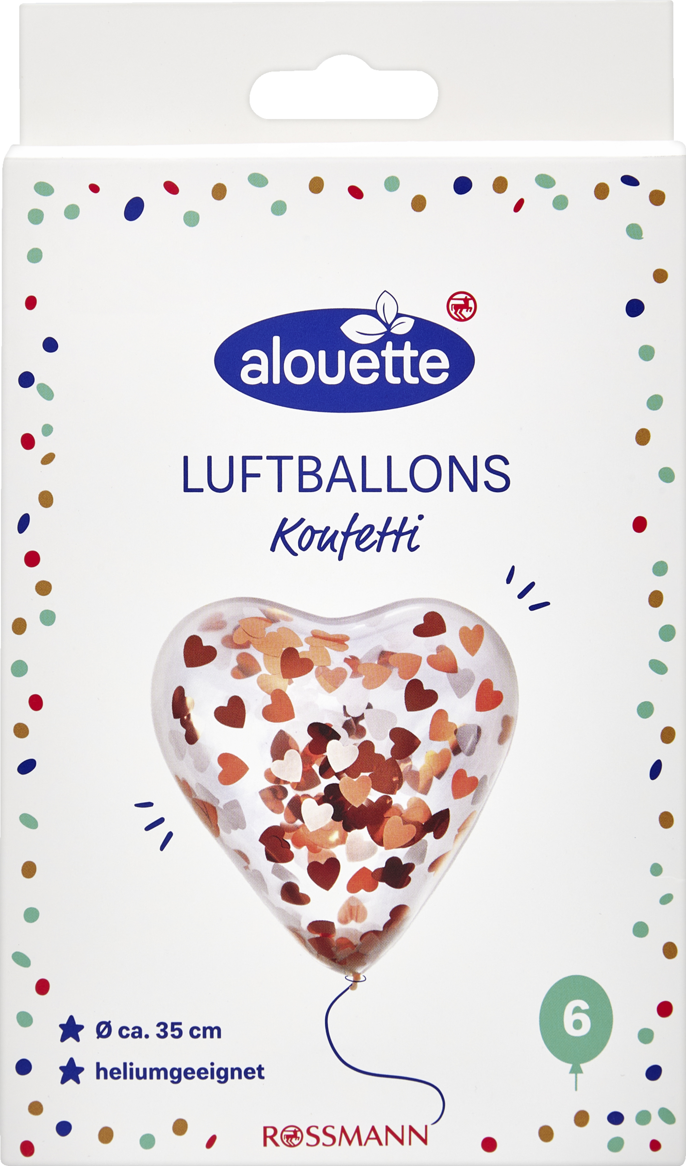 alouette 6 Luftballons mit Konfetti Happy Birthday Gold-Mix und Herzform